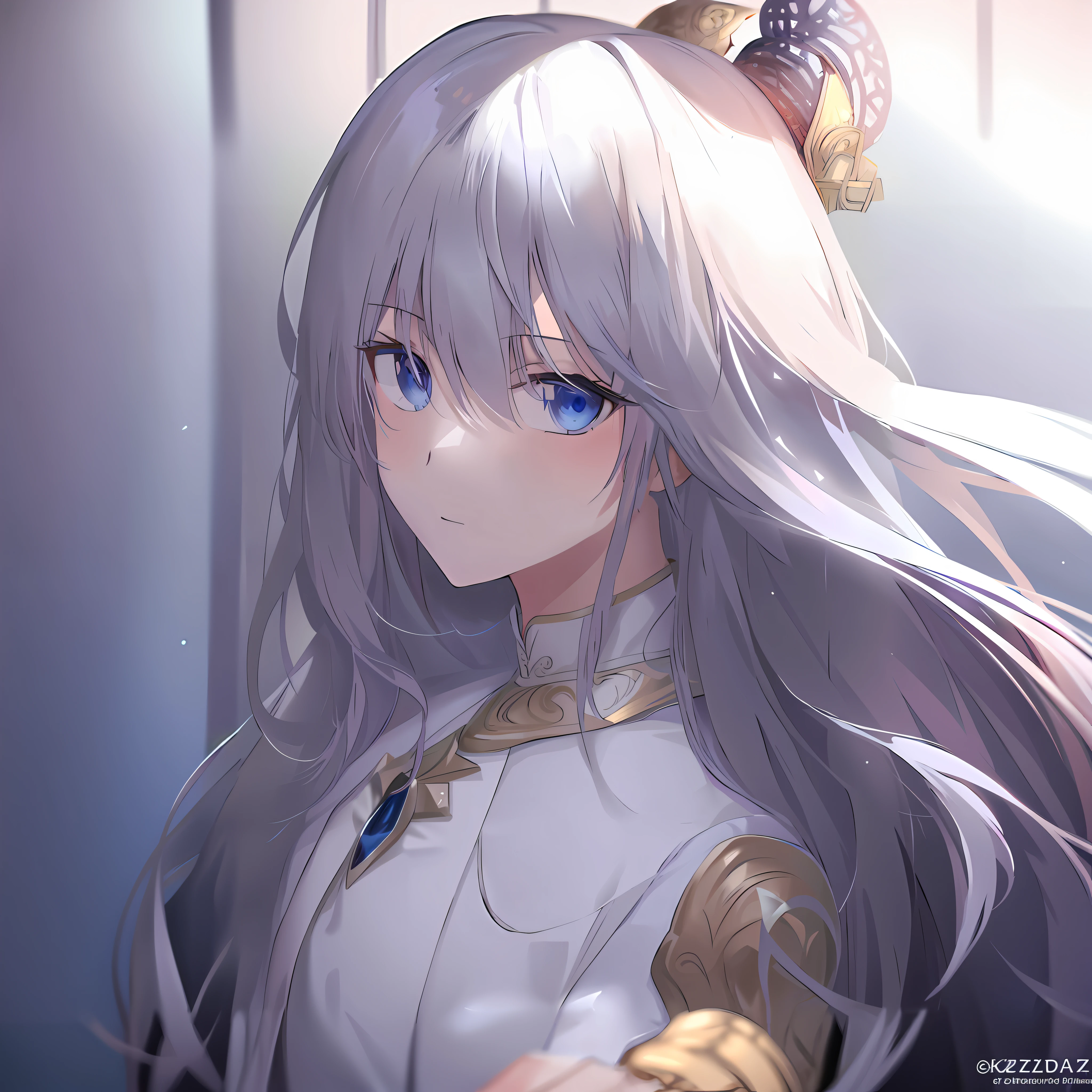 anime girl with long white hair and blue eyes in a white dress, Portrait Chevaliers du Zodiaque Fille, white-haired god, Detailed digital anime art, zerochan art, clean and meticulous anime art, trending on artstation pixiv, Kushatt Krenz Key Art Women, Guweiz on ArtStation Pixiv, Guweiz in Pixiv ArtStation