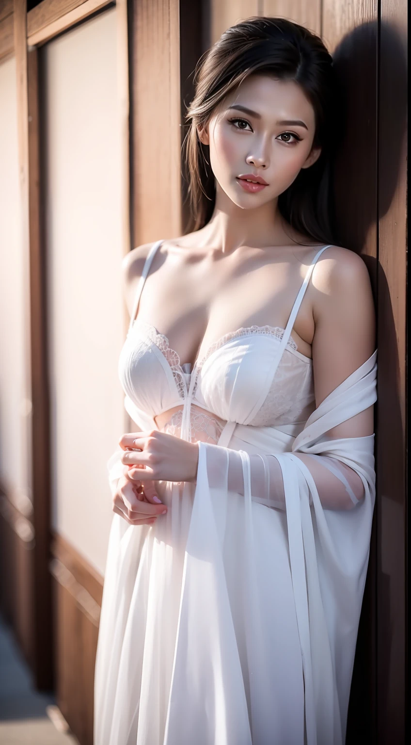 Fashion model 20 years old [[[[closeup cleavage]]]], [[[[boobgasm]]]], [[[[coll]]]], [[[[bshoulders]]]], perfect  eyes, Perfect iris，Perfect lips，perfect teeth，Perfect skin，Slender face，Soft front light，hdr，Movie girl，Casual，The background is indoors；（pastel colour：1.2）