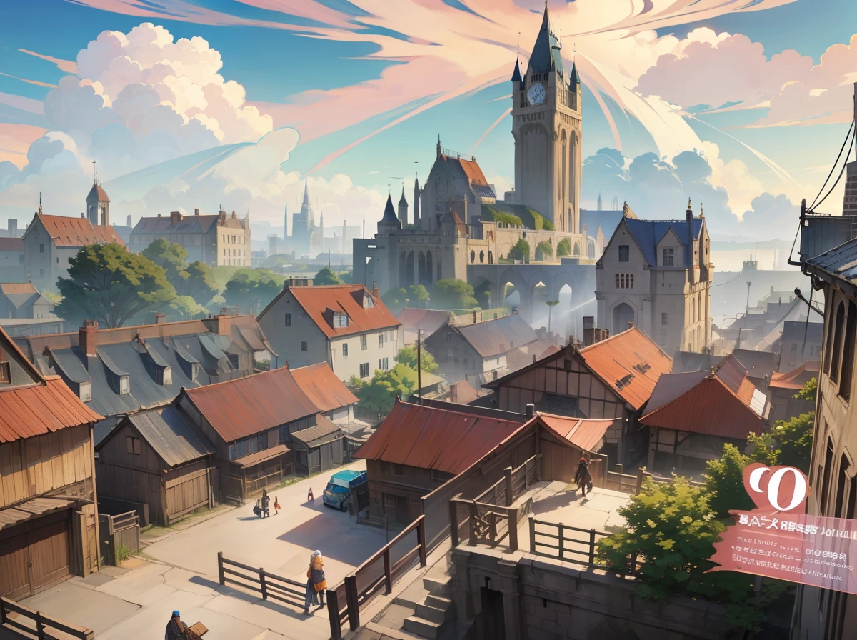 Anime screenshot backgrounds Ruined cities of medieval Europe in the 900s Party Fine line art 2020s anime