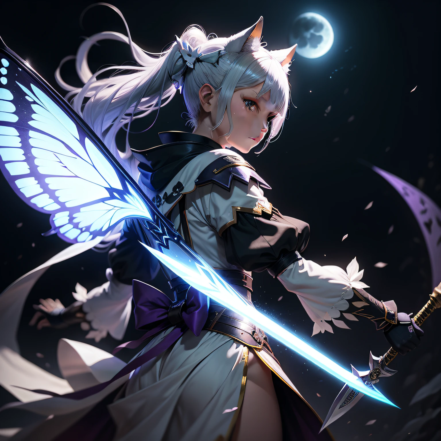 Ghost Slayer Blade Butterfly Shinobu Moon Moon Moon 4K HD Knife Light in the Air Mechanical Metallic Sense。