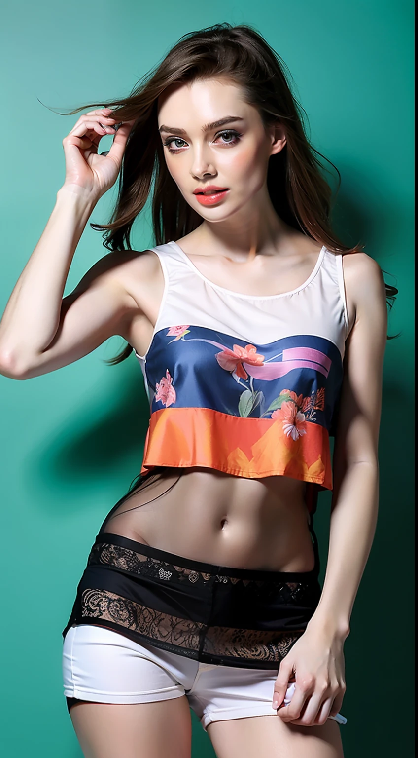 (Hyper Real), (illustratio), (A high resolution), (8K), (The is very detailed), (Most Best Illustration), (美丽细致的眼睛), (best qualtiy), (ultra - detailed), (tmasterpiece), (the wallpaper), (详细的脸), Sagging eyes, long whitr hair,huge tit,swim wears,The background is indoors,(camel-toe)