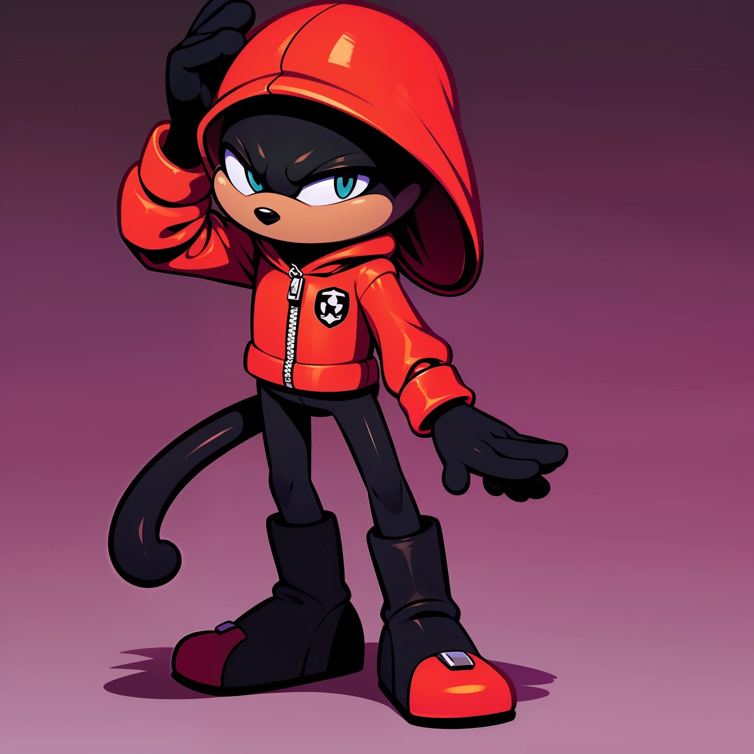 desenhe um menino de roupa preta e capa vermelha