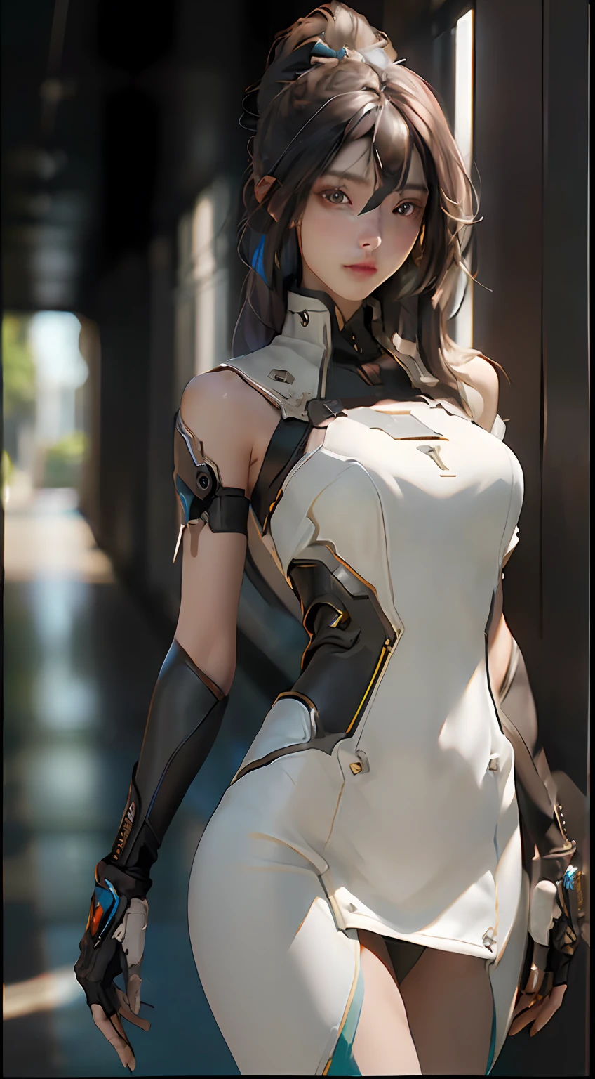 ((Best quality)), ((masterpiece)), (detailed:1.4), 3D, an image of a beautiful cyberpunk female,HDR (High Dynamic Range),Ray Tracing,NVIDIA RTX,Super-Resolution,Unreal 5,Subsurface scattering,PBR Texturing,Post-processing,Anisotropic Filtering,Depth-of-field,Maximum clarity and sharpness,Multi-layered textures,Albedo and Specular maps,Surface shading,Accurate simulation of light-material interaction,Perfect proportions,Octane Render,Two-tone lighting,Wide aperture,Low ISO,White balance,Rule of thirds,8K RAW,