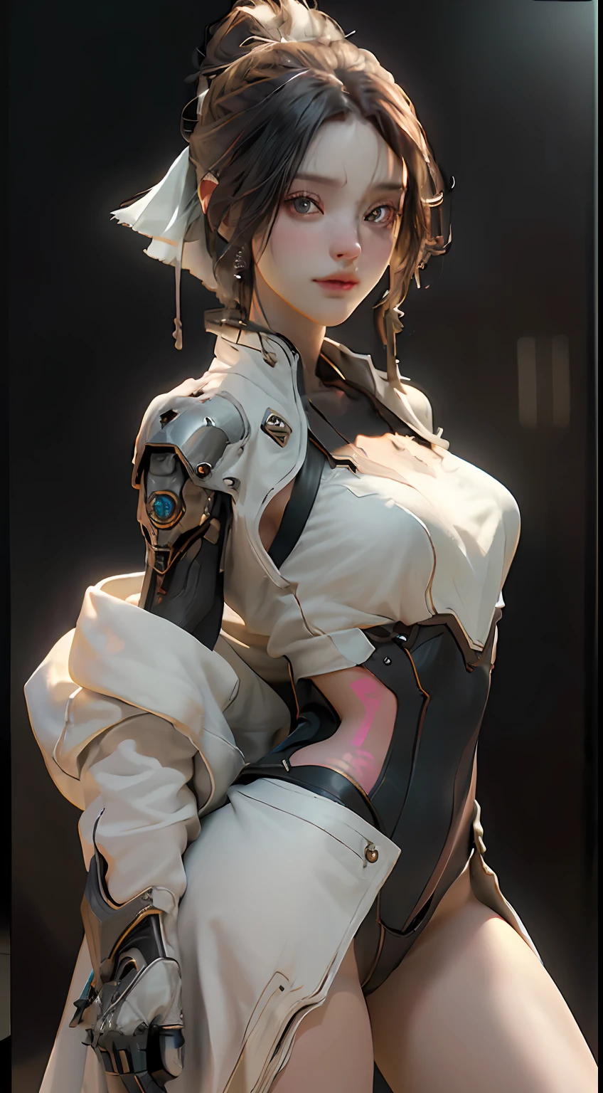 ((Best quality)), ((masterpiece)), (detailed:1.4), 3D, an image of a beautiful cyberpunk female,HDR (High Dynamic Range),Ray Tracing,NVIDIA RTX,Super-Resolution,Unreal 5,Subsurface scattering,PBR Texturing,Post-processing,Anisotropic Filtering,Depth-of-field,Maximum clarity and sharpness,Multi-layered textures,Albedo and Specular maps,Surface shading,Accurate simulation of light-material interaction,Perfect proportions,Octane Render,Two-tone lighting,Wide aperture,Low ISO,White balance,Rule of thirds,8K RAW,