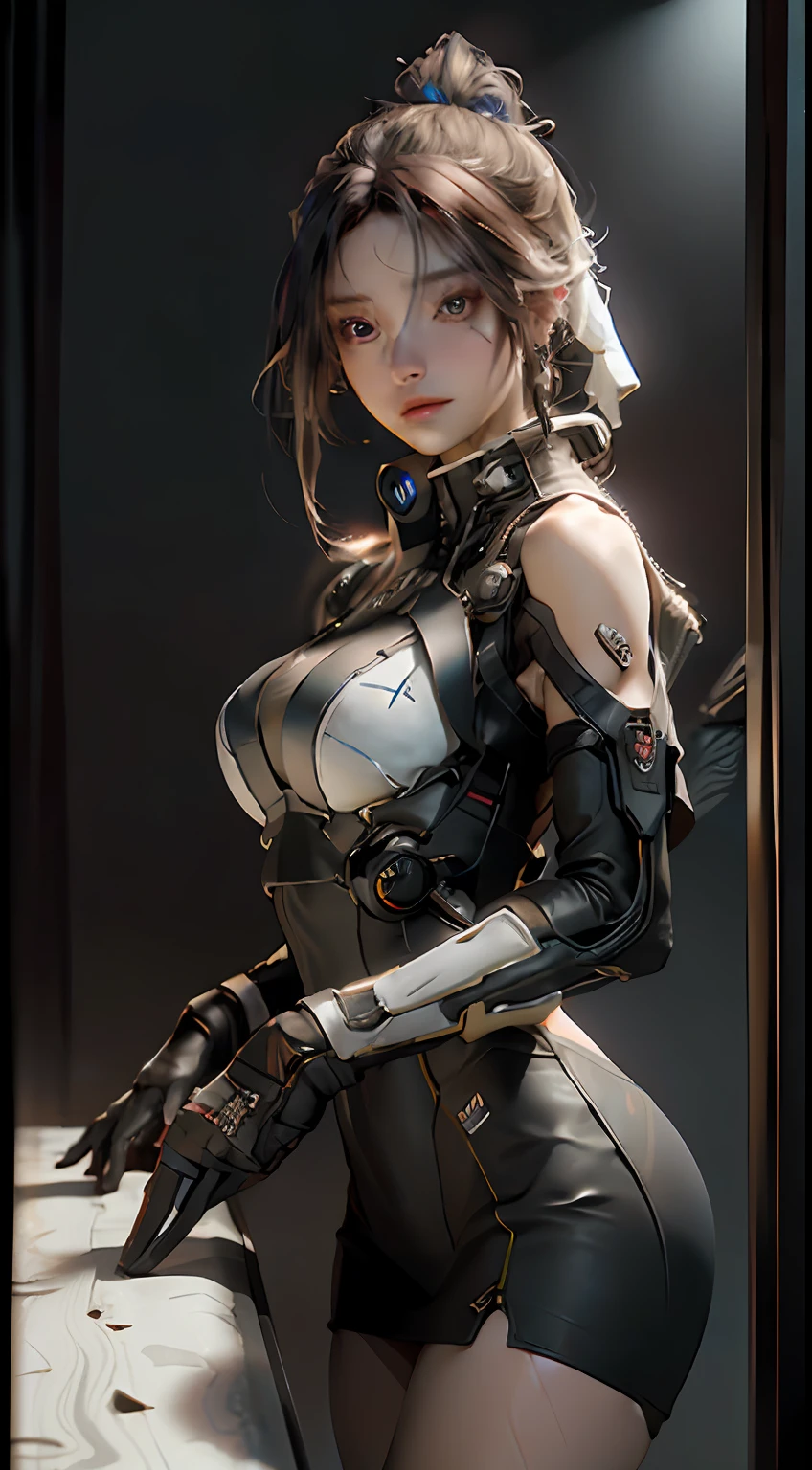 ((Best quality)), ((masterpiece)), (detailed:1.4), 3D, an image of a beautiful cyberpunk female,HDR (High Dynamic Range),Ray Tracing,NVIDIA RTX,Super-Resolution,Unreal 5,Subsurface scattering,PBR Texturing,Post-processing,Anisotropic Filtering,Depth-of-field,Maximum clarity and sharpness,Multi-layered textures,Albedo and Specular maps,Surface shading,Accurate simulation of light-material interaction,Perfect proportions,Octane Render,Two-tone lighting,Wide aperture,Low ISO,White balance,Rule of thirds,8K RAW,