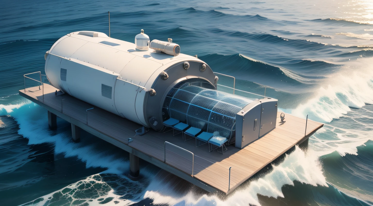 The sea surface is the background，Schematic diagram of nano-generator driven capacitor deionization device for seawater desalination