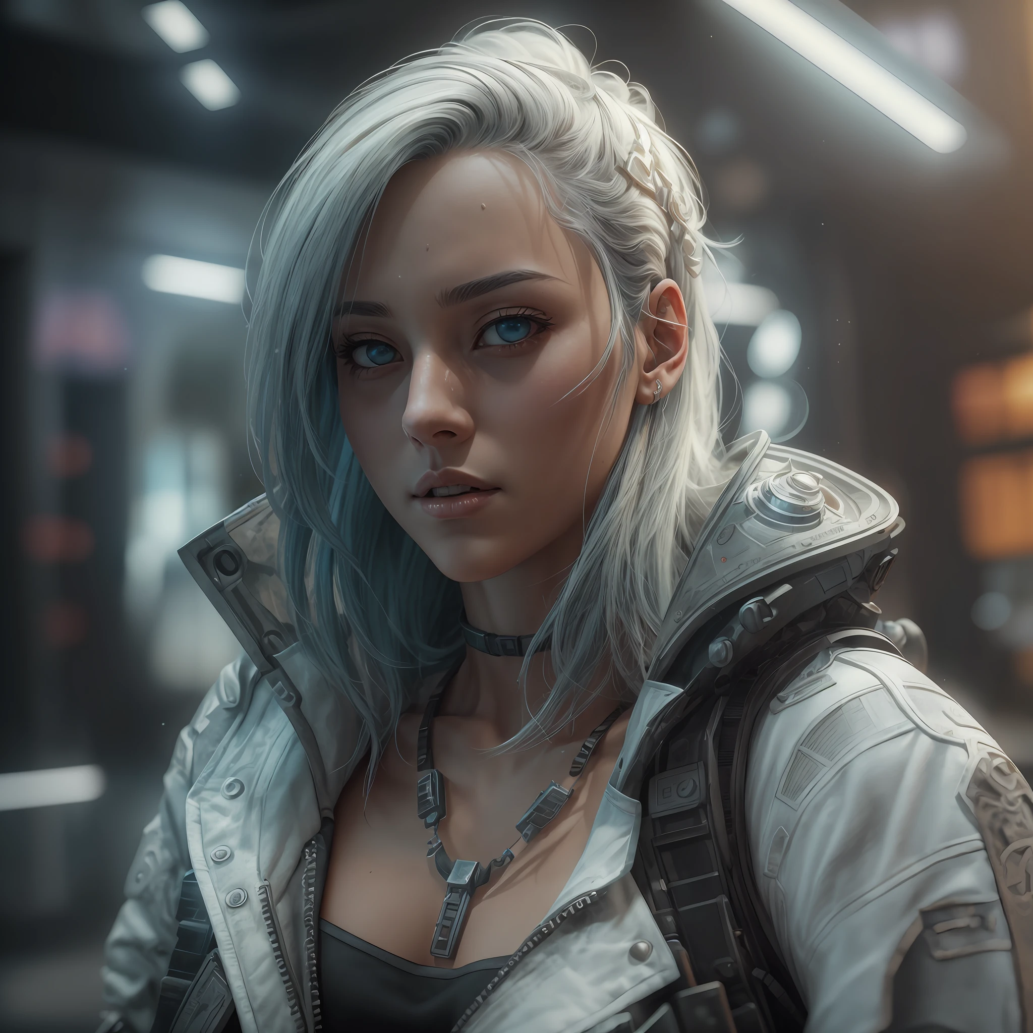 ((Best quality)), ((masterpiece)), (detailed:1.4), 3D, an image of a beautiful cyberpunk female,HDR (High Dynamic Range),Ray Tracing,NVIDIA RTX,Super-Resolution,Unreal 5,Subsurface scattering,PBR Texturing,Post-processing,Anisotropic Filtering,Depth-of-field,Maximum clarity and sharpness,Multi-layered textures,Albedo and Specular maps,Surface shading,Accurate simulation of light-material interaction,Perfect proportions,Octane Render,Two-tone lighting,Wide aperture,Low ISO,White balance,Rule of thirds,8K RAW,