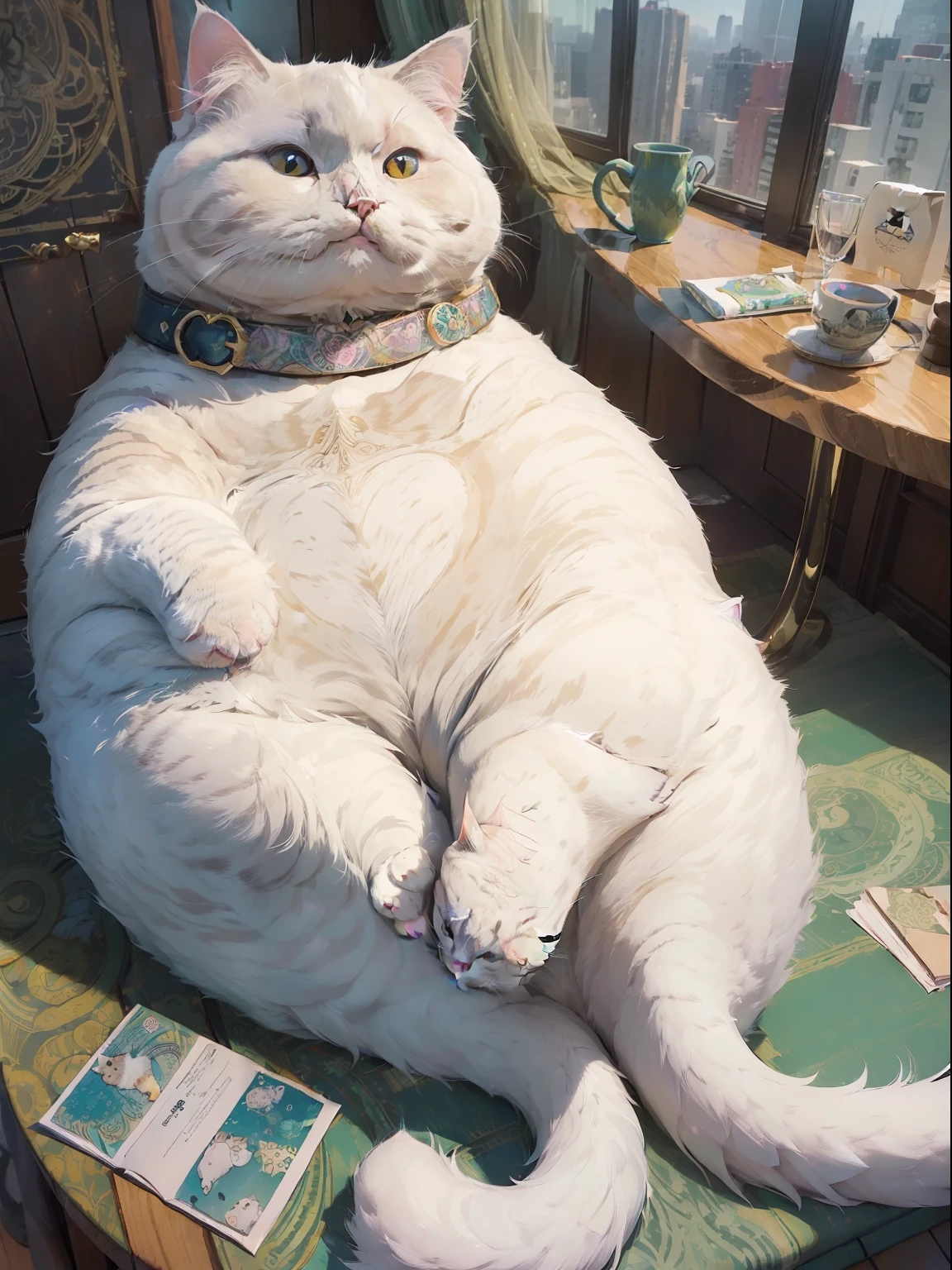 (fat cute cat:1.5) official art, unity 8k wallpaper, ultra detailed, beautiful and aesthetic, masterpiece, best quality, realistic, (zentangle, mandala, tangle, entangle), pov from above, extremely detailed, dynamic angle, the most beautiful form of chaos, elegant, a brutalist designed, vivid colours, romanticism, zhongfenghua