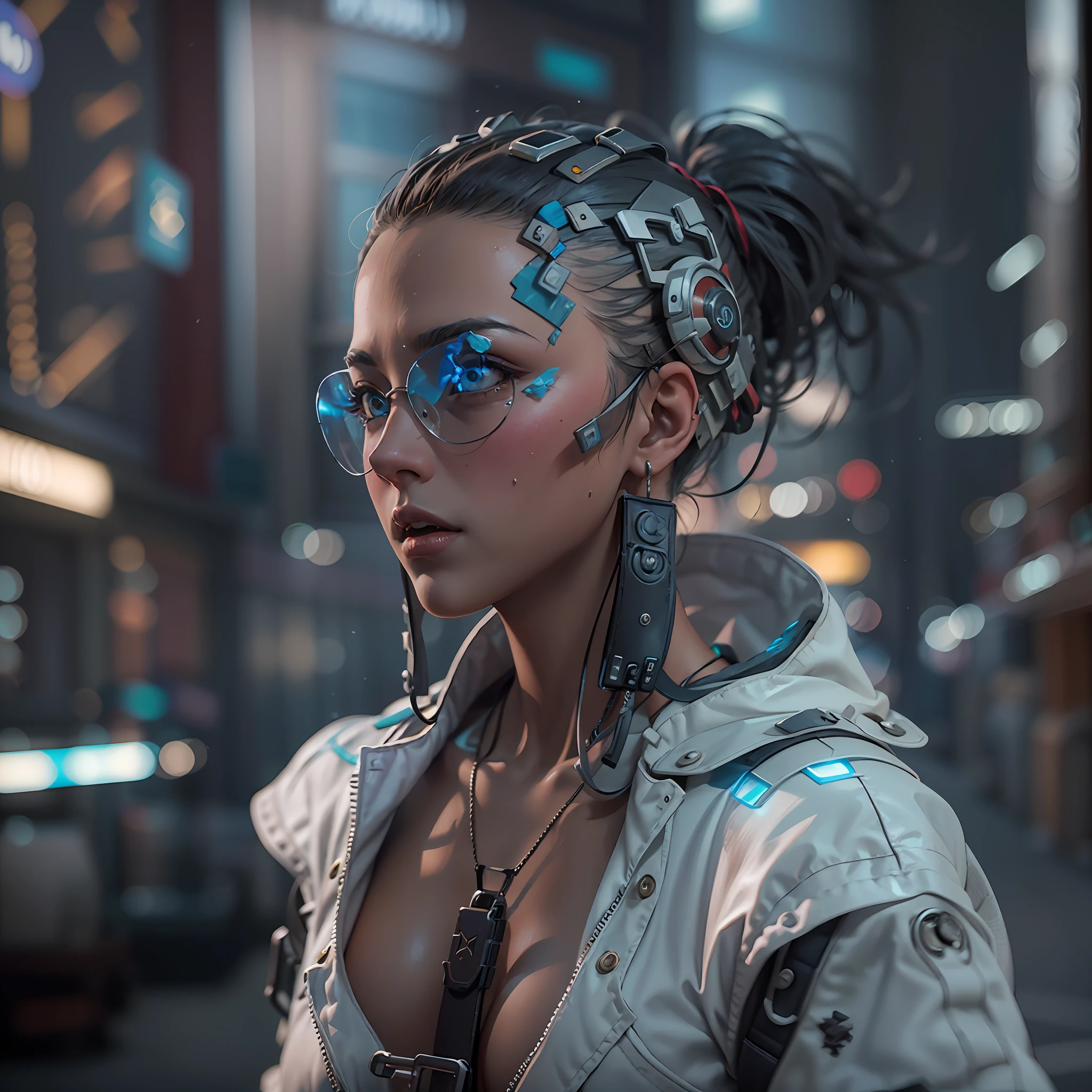 ((Best quality)), ((masterpiece)), (detailed:1.4), 3D, an image of a beautiful cyberpunk female,HDR (High Dynamic Range),Ray Tracing,NVIDIA RTX,Super-Resolution,Unreal 5,Subsurface scattering,PBR Texturing,Post-processing,Anisotropic Filtering,Depth-of-field,Maximum clarity and sharpness,Multi-layered textures,Albedo and Specular maps,Surface shading,Accurate simulation of light-material interaction,Perfect proportions,Octane Render,Two-tone lighting,Wide aperture,Low ISO,White balance,Rule of thirds,8K RAW,