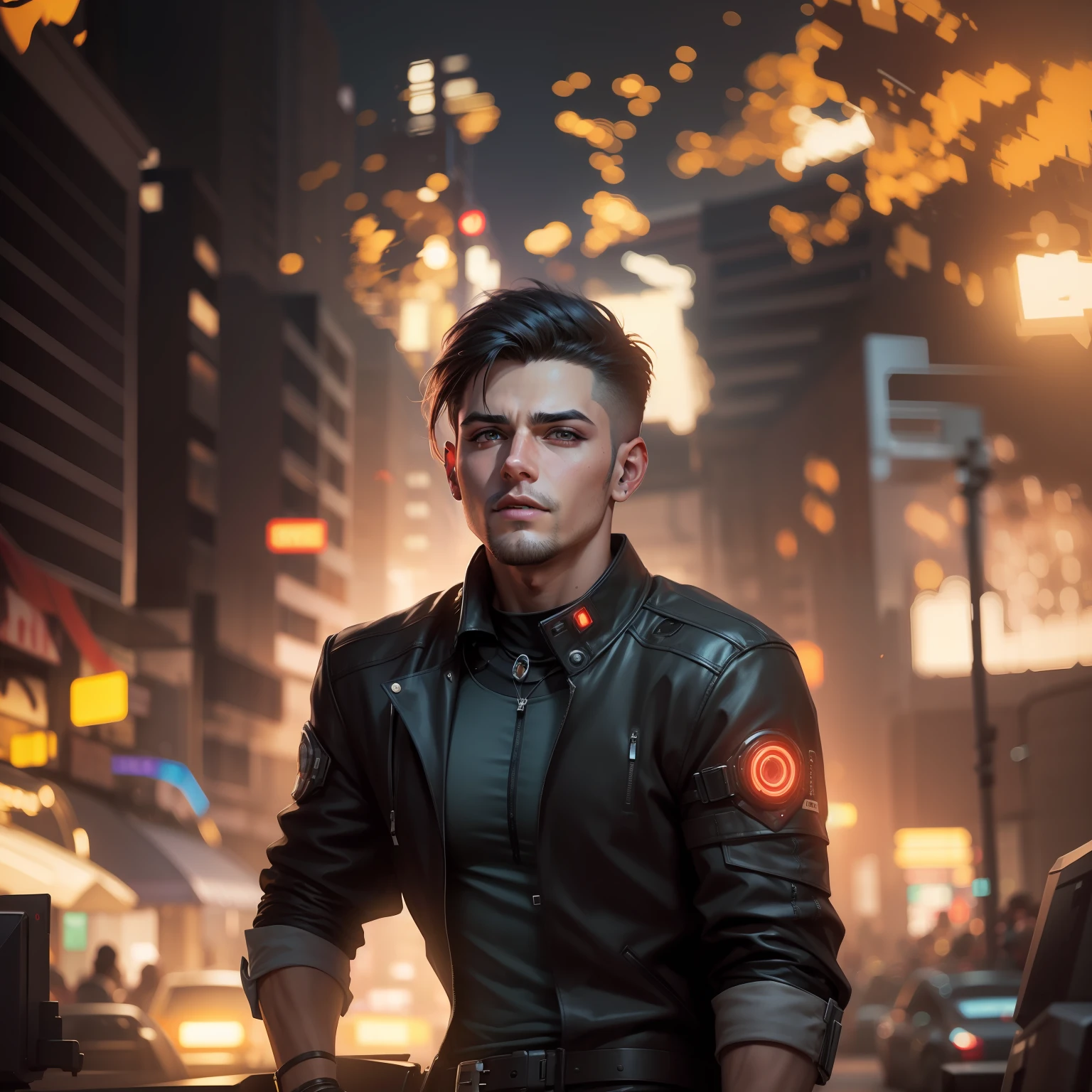 Change background cyberpunk handsome boy, realistic face,8k,ultra realistic