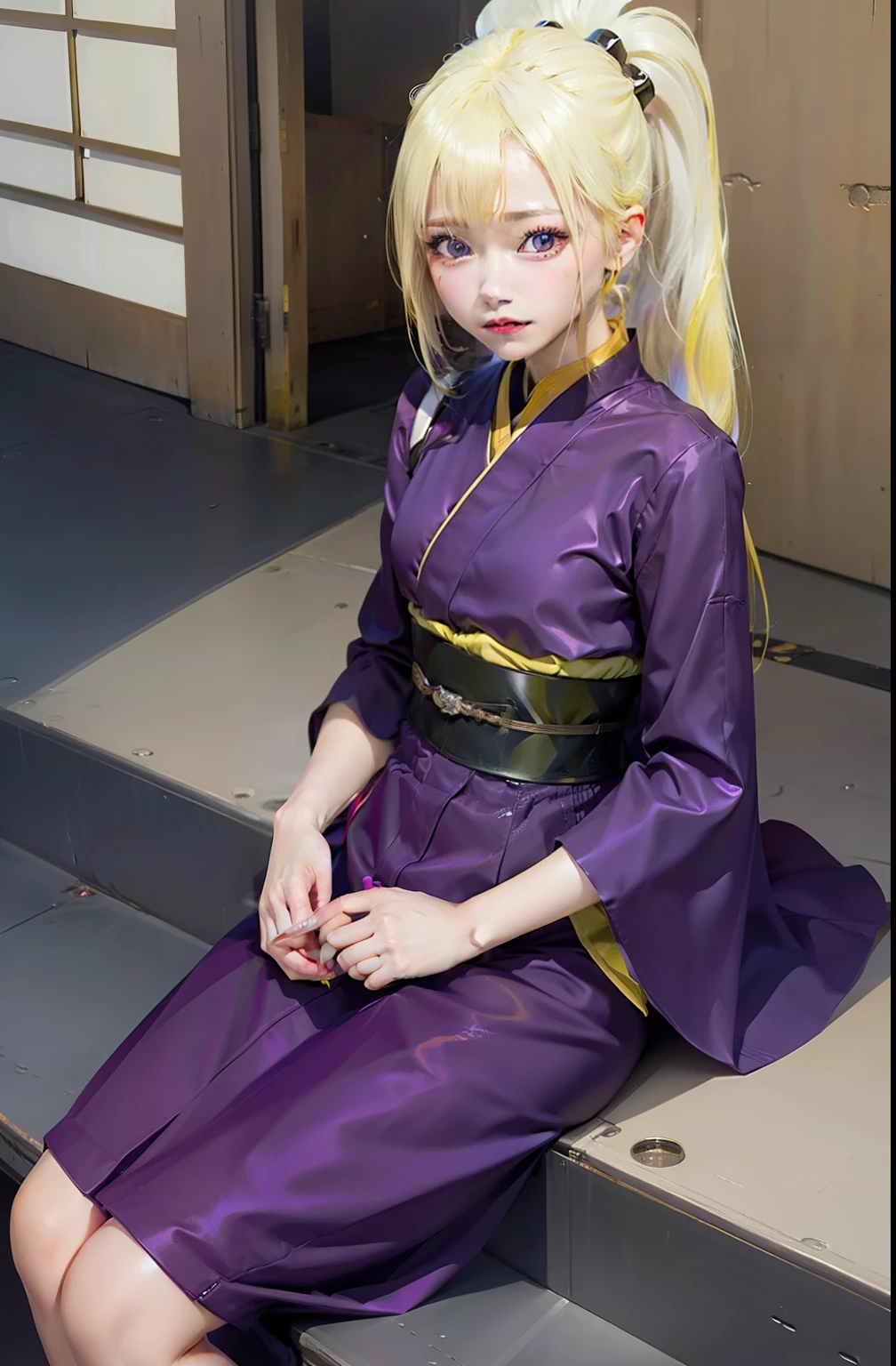 1girl, yamanaka ino, yellow hair, purple clothes, blue eyes, realistic, ultra detail