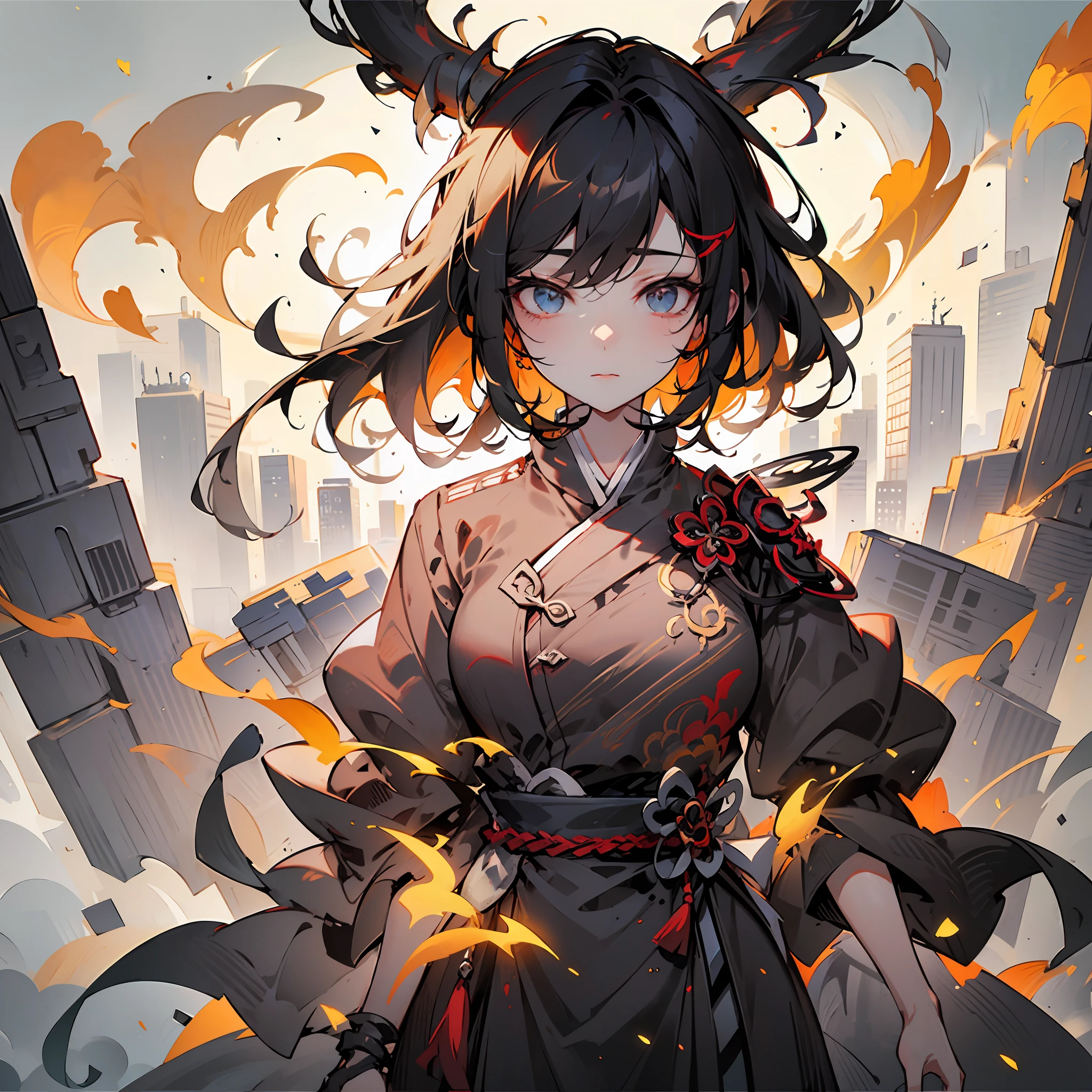 anime girl with horns and horns on her head in front of a gate, guweiz, artwork in the style of guweiz, demon anime girl, guweiz on pixiv artstation, kawacy, onmyoji portrait, portrait of demon girl, guweiz on artstation pixiv, digital anime illustration, anime style illustration, anime illustration