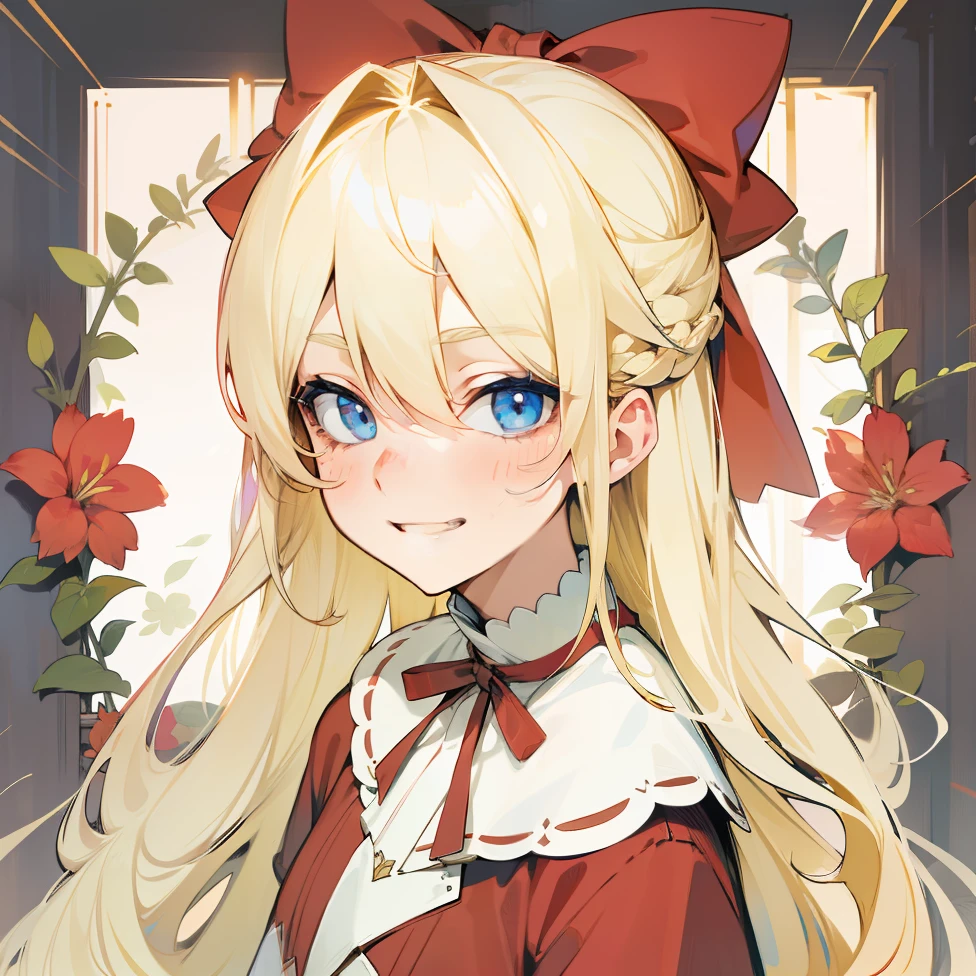 blond hairbl,blueneyes,gentle grin
