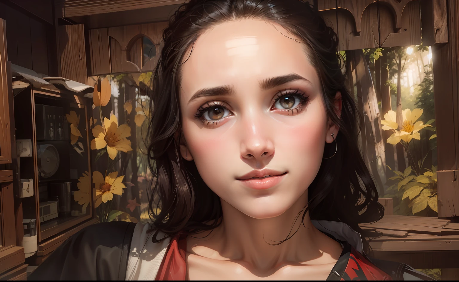 Symmetrical face good looking girl in nature