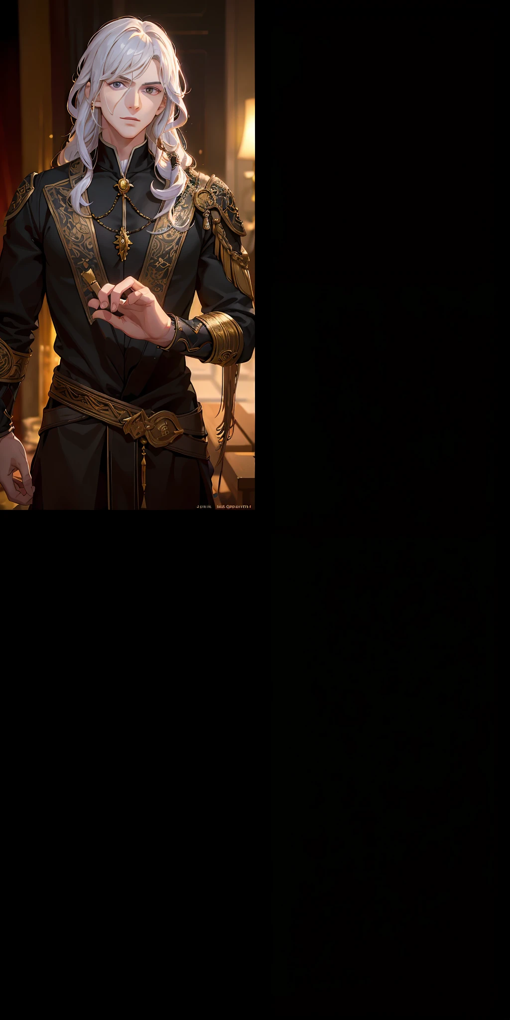 Golden hair,Jojo painting style,Gentleman's hat,Golden clover,Steady,male people,Sven scum,Pierced clothes,Purple clothes,Ripped pants