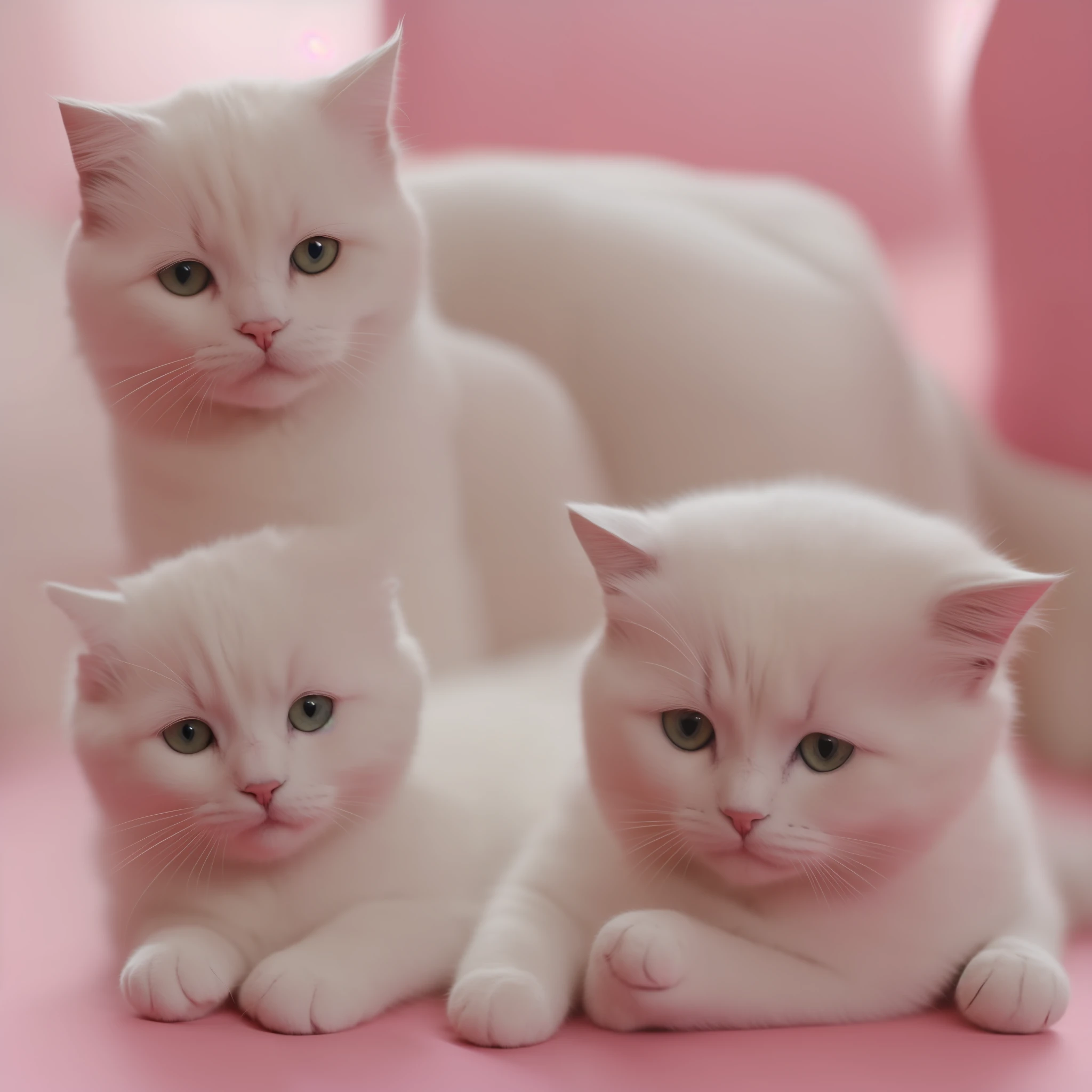 (catss:1.5),Cute cats,shaggy,largeeyes,languid,Small paws,gentle expressions,Pink nose,Cute pose,orange cat