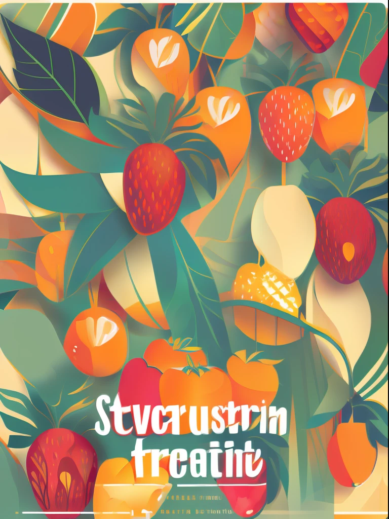 There are a bunch of posters of oranges and strawberries, author:Stephen Reti, made with illustrator, illustration!, made in adobe illustrator, Official artwork, author:Karel Steck, author:Gerrit Pintuquete, author:Ivan Mrkvička, author:Frandisek Kavan, jen bartel