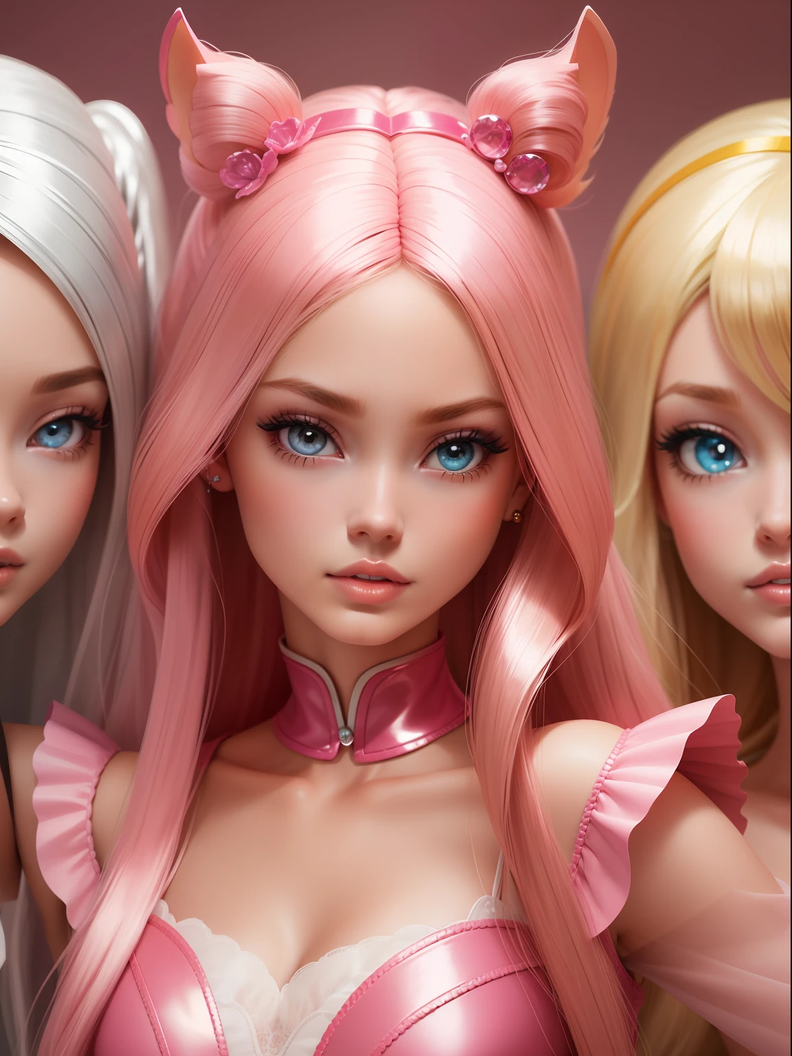 Barbie,Real Barbie,barbiecore,Barbie's friends,Picture,Glossy hair,Flashy clothes,Delicate faces