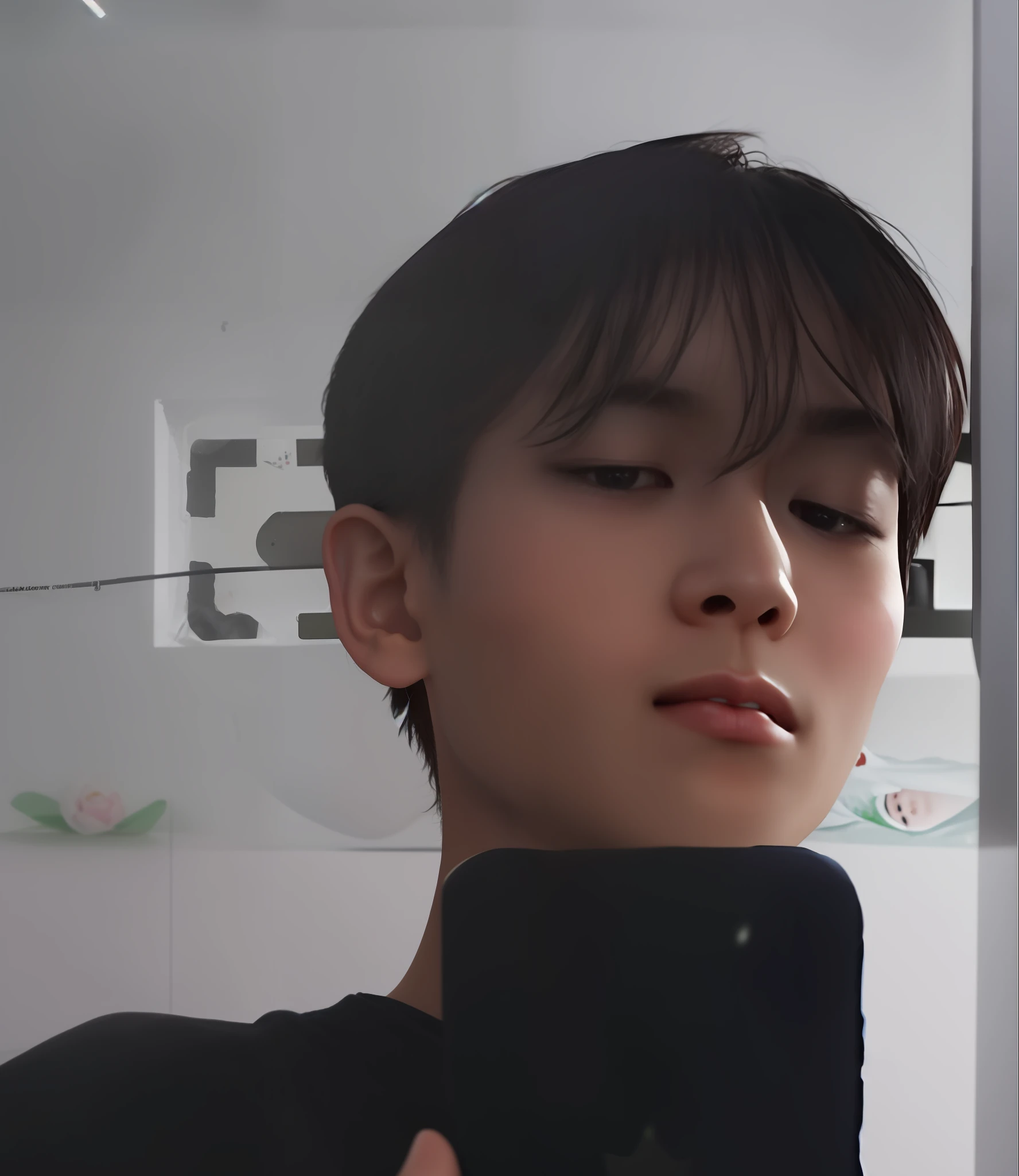 there is a young man taking a selfie in a mirror, 1 7 - year - old boy thin face, 1 , boy thin face, 18 years old, 2 2 years old, 2 3 years old, 21 years fie photograph, yanjun chengt, loong, with short hair