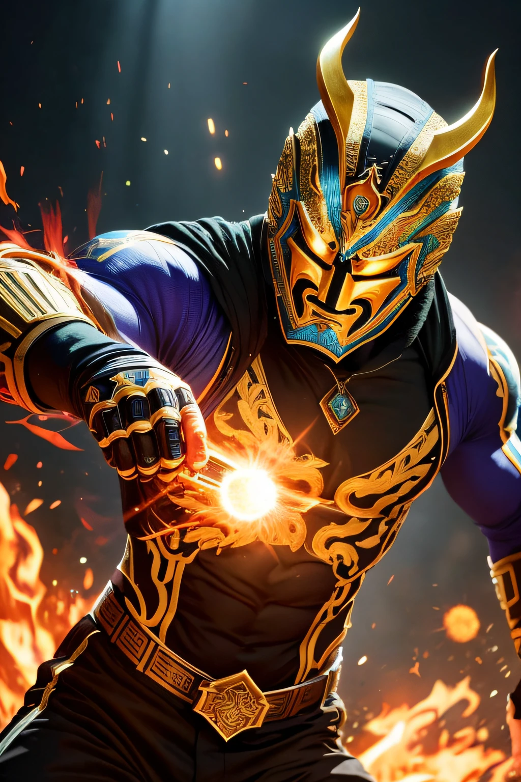 Action shooting gorgeous and complex impact Taoist mask man,very gorgeous,shockingcolors,shinning,dazzling,Colorful,opulent,delicated,vividness,moving,Smart whole body,mistic,A majestic,Complicated details,Dark temple background,Hyper-realistic photography style,Realistic 8K,photography of,Cinematic Ligh lights,Epic's Unreal Engine,cinematic ligh,Color gradient,k hd,natural soft light,realisticlying,35mm lens,f/ 1.8,Octane renderer,8k;