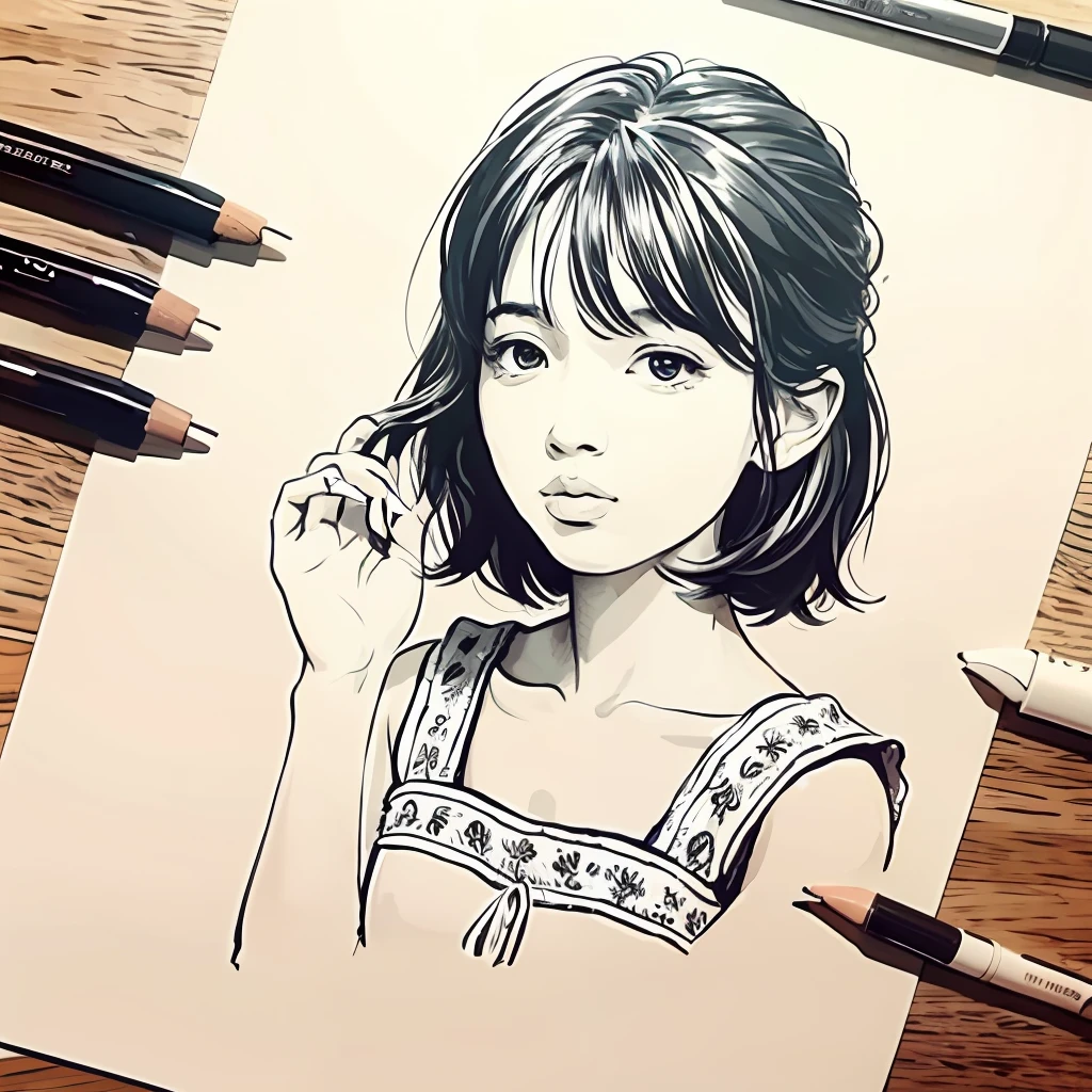 Hand-drawn line drawings