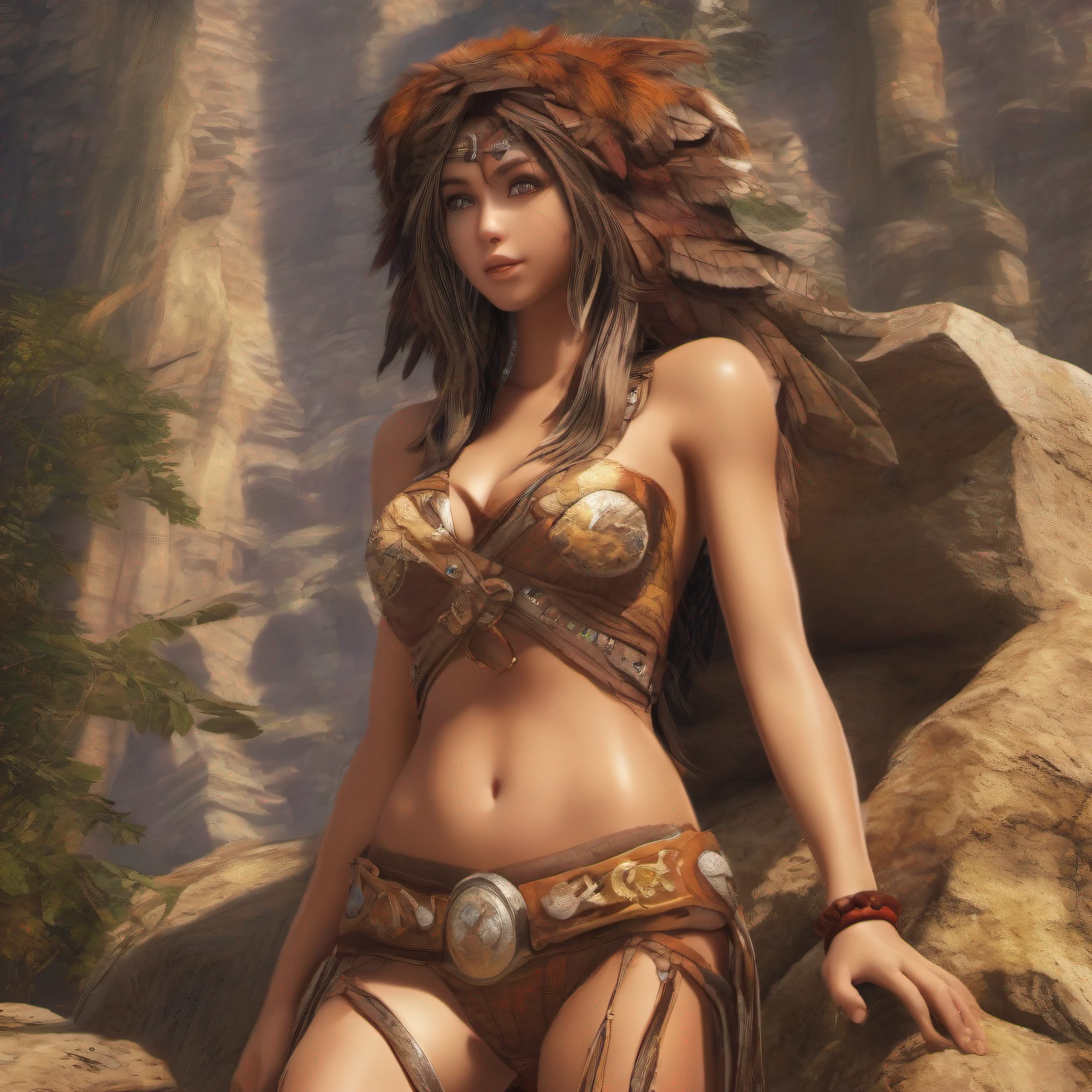 (8k, best quality, tmasterpiece:1.2), The evolutionary process of humans,Stone Age,Prehistoric times,closeup cleavage,Intricacies