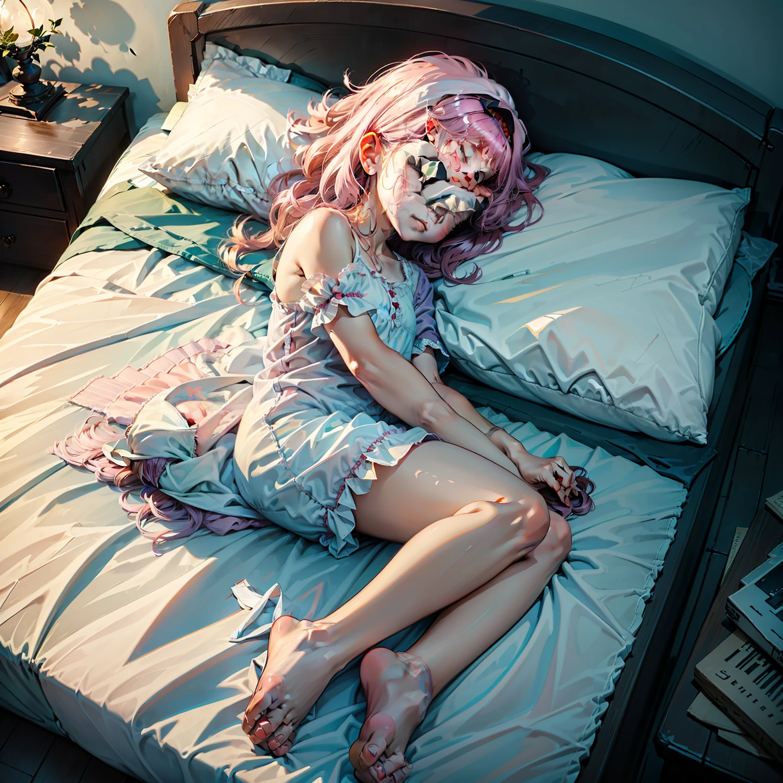 (A little girl sleeps soundly in a cozy bedroom)