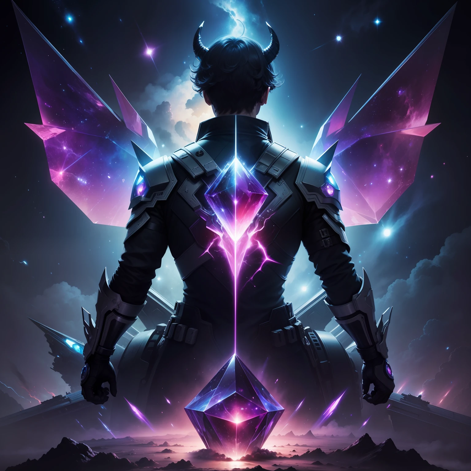 top-quality、ultra-detailliert、An ultra-high picture quality、超A high resolution、Background with、wall-paper、Desktop Crystal、Devil's Heart、colorful light、cosmic space、Huge battleship、