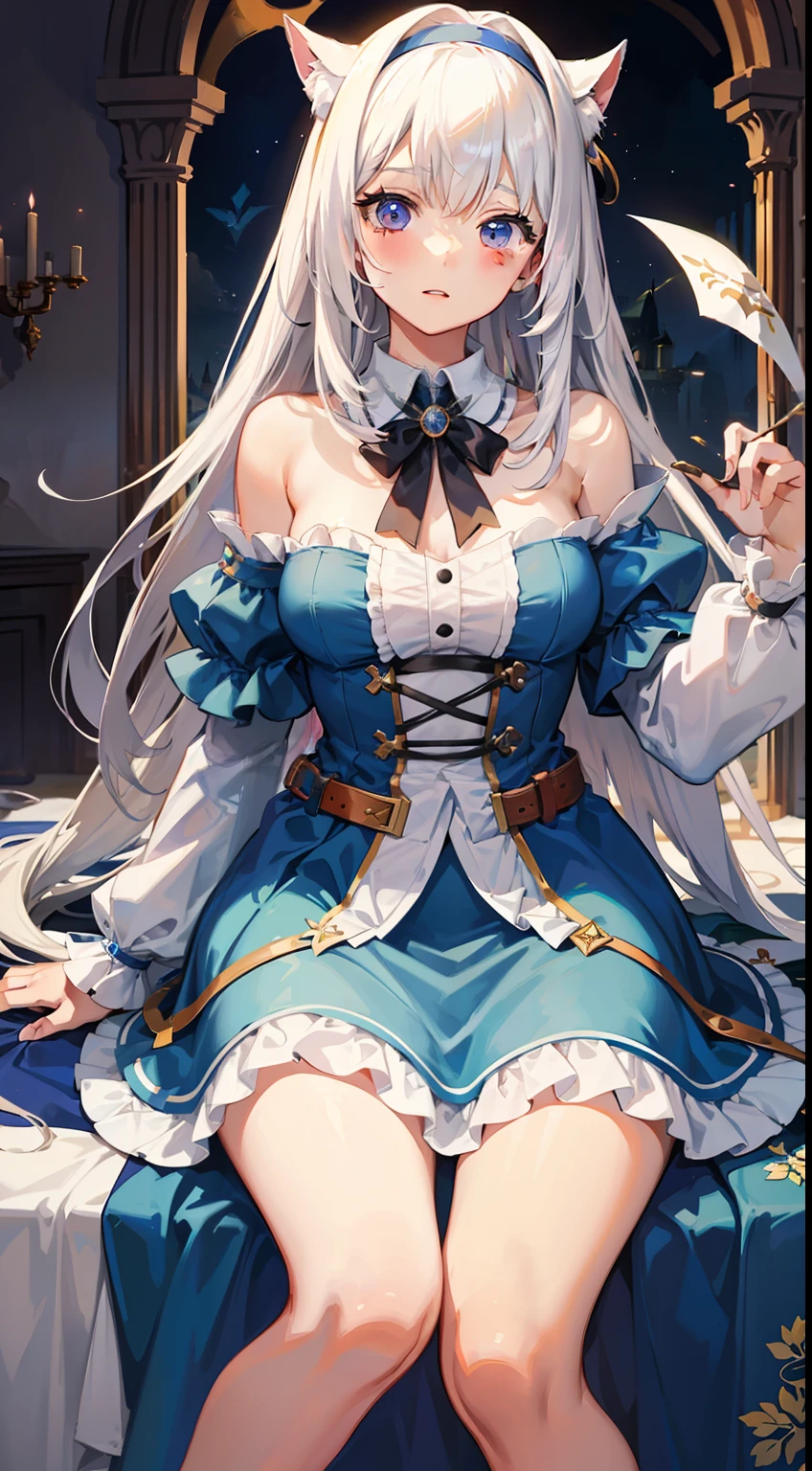 alice,long whitr hair,in the castle,magical ,full bodyesbian