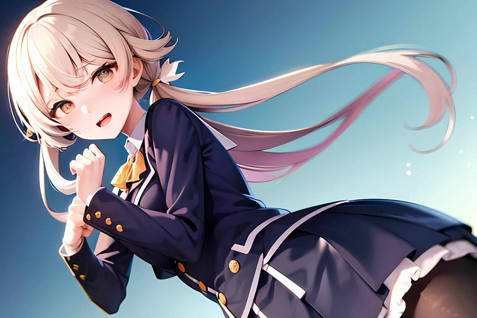 Female high school student school uniform disgusted expression lifted up skirt