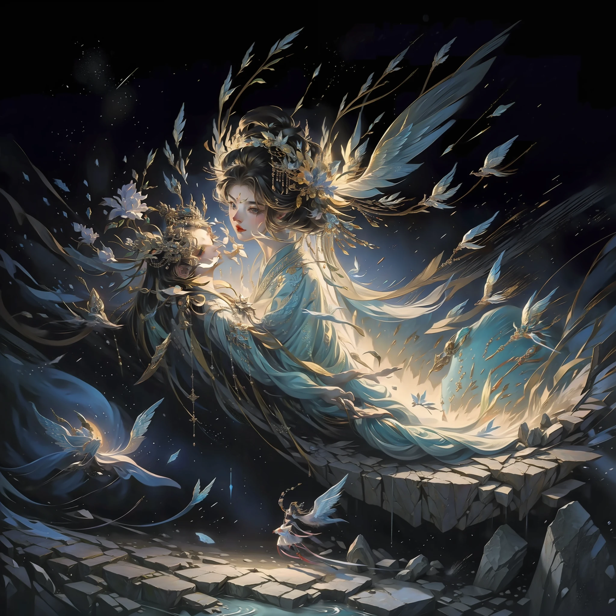 God girl,divino,goddess,Immortal cultivator,offcial art,Extremely detailed,Beutiful women,gracefulness,very vey very detailed face
