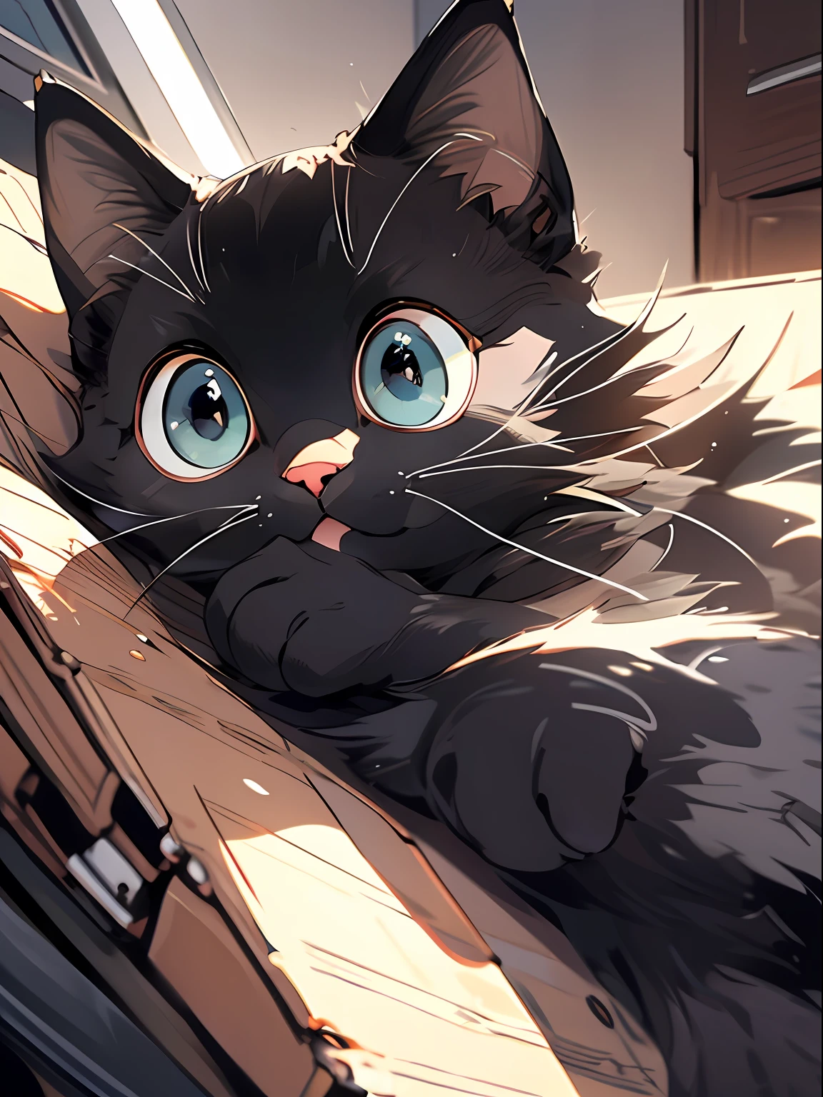 Sophisticated visuals，k hd，tmasterpiece，eine Katze，One  Girl，closeup of face，very large eyes，adolable，Extremely cute