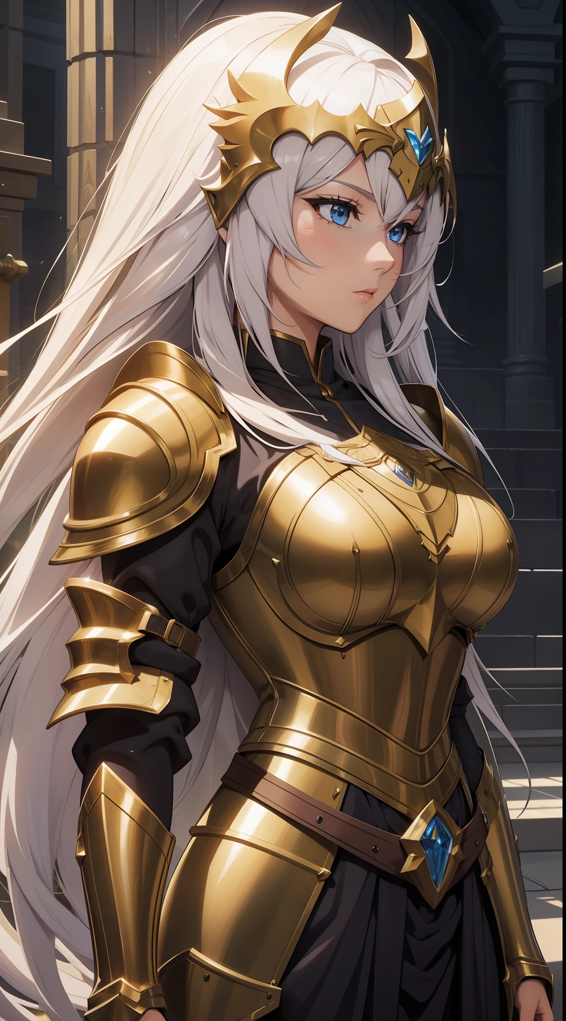 tmasterpiece，hoang lap，finely detailled，HDR，Highly detailed gilded armor，shinning armor，Realistic PLD_armor，Female knight in armor，Wear PLD_armor