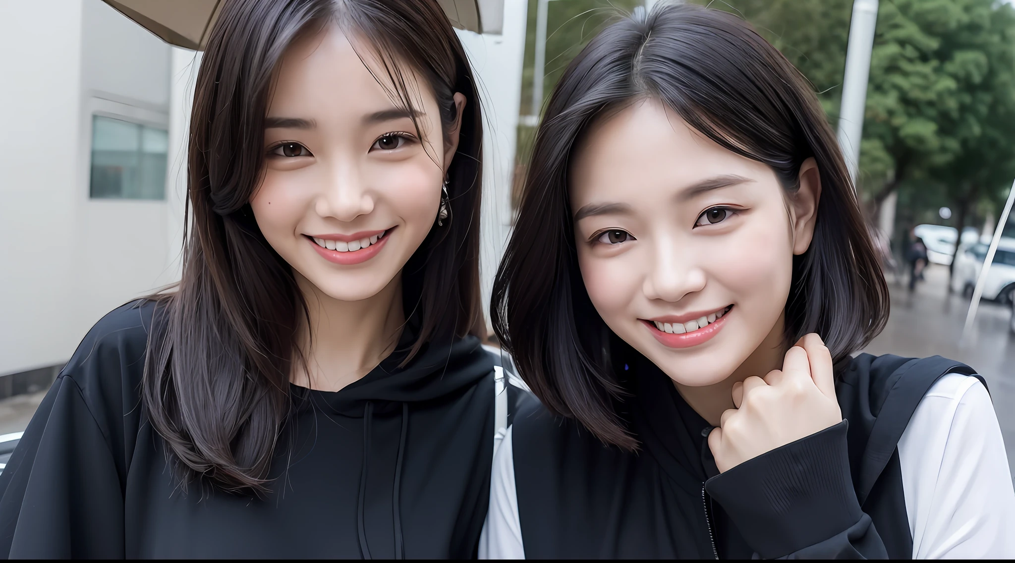 ((Best Quality, 8K, Masterpiece:1.3)), Focus: 1.2, Perfect Body Beauty: 1.4, Buttocks: 1.2, ((Layered Haircut, Breasts: 1.2)), (Wet Clothes: 1.1), (Rain, Street:1.3), Bandeau Dress: 1.1, Highly Detailed Face and Skin Texture, Fine Eyes, Double Eyelids, Whitening Skin, Long Hair, (Shut Up: 1.3), Smile