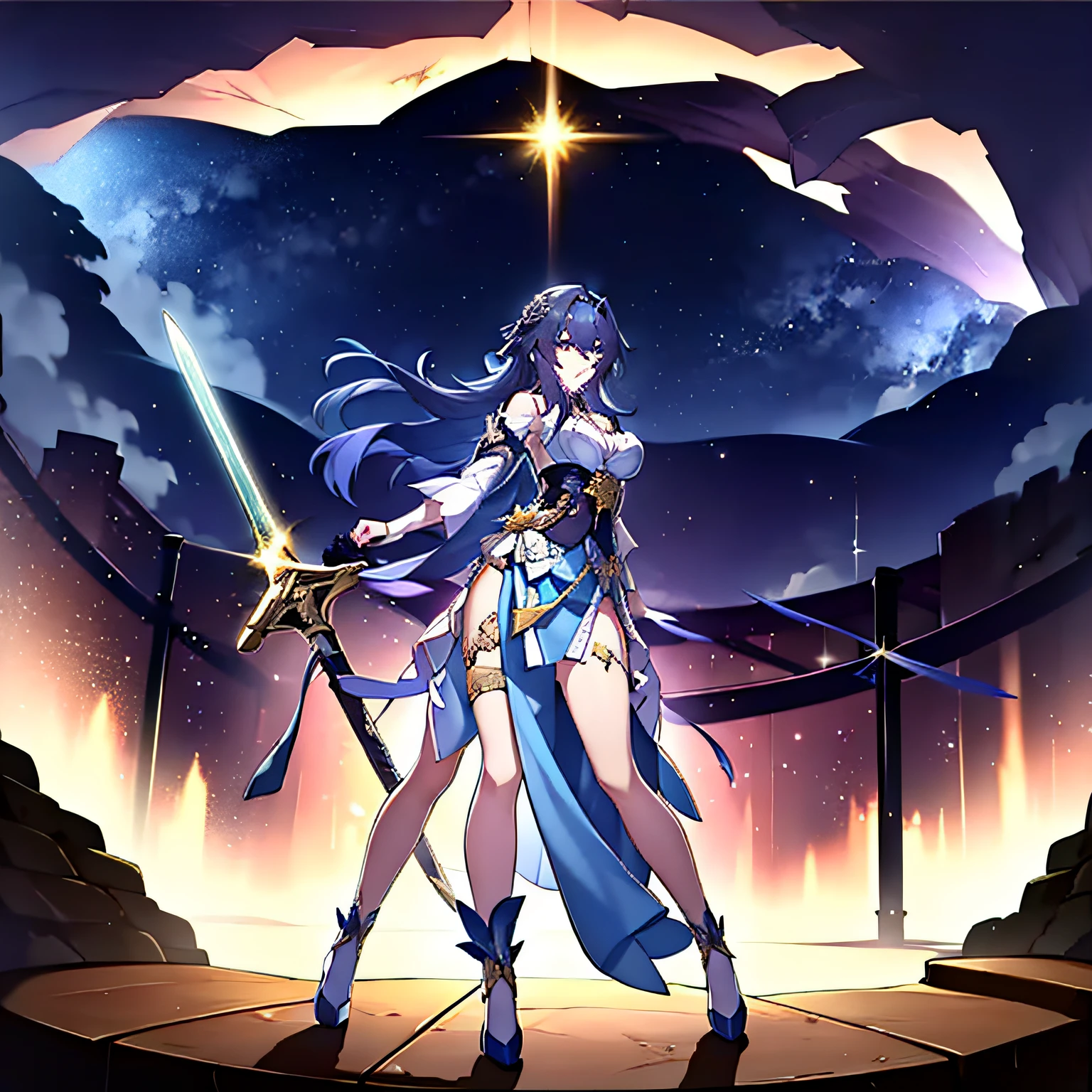 Starlight Knight,Maiden Knight,The sword smelted by the stars,The light of the stars,Beautiful female,korean people,Beautiful girl with innocence,The stars shine,Sword in the stone,taboo,Star eclipse,Starlight,lightsabers,