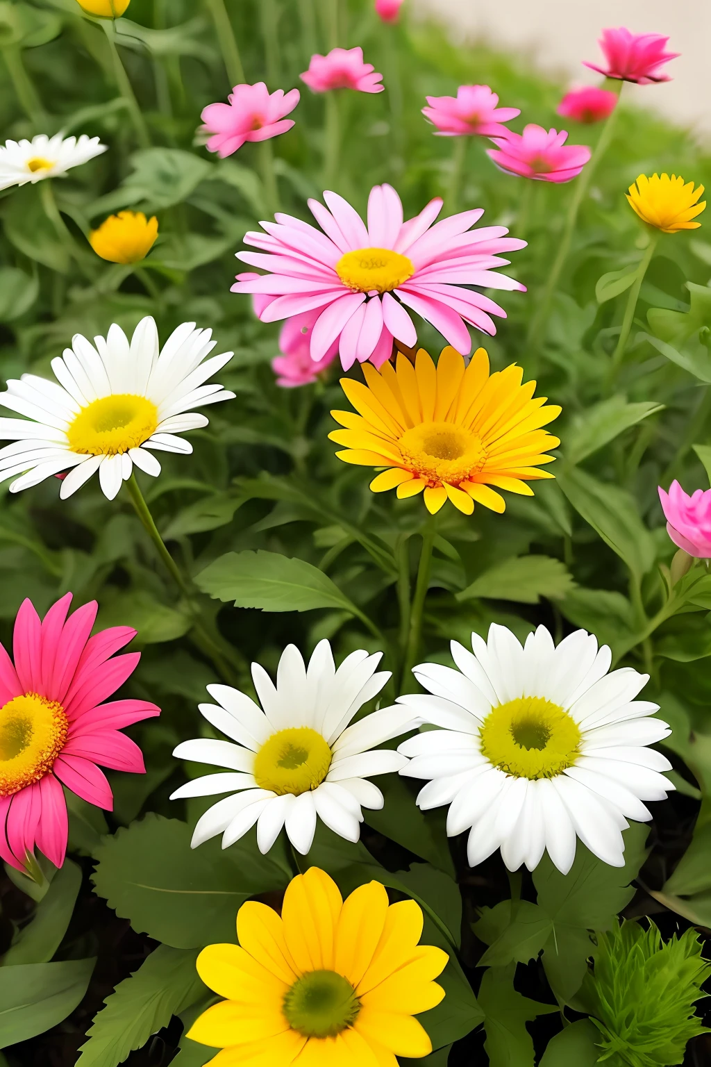 chino：One of the most beautiful daisies in the world，The appearance is refreshing and cute，Rich in decors，There is yellow、de cor laranja、Pink and other colors，The flower center is yellow，The petals are rounded and full，The leaves are slender，Bright green，It is a very popular one in the flower world。Strong artistry，Can present freshness、ellegance、Sunshine and other styles，It's literature、Young deputies。
English：One of the world's most beautiful daisies, with a fresh and cute appearance and a rich variety of colors, including yellow, orange, and pink. The center of the flower is yellow and the petals are round and full. The leaves are slim and bright green. It is very popular in the flower industry. It has strong artistic qualities and can represent fresh, elegant, and sunny styles, representing cultural and youthfulness.
