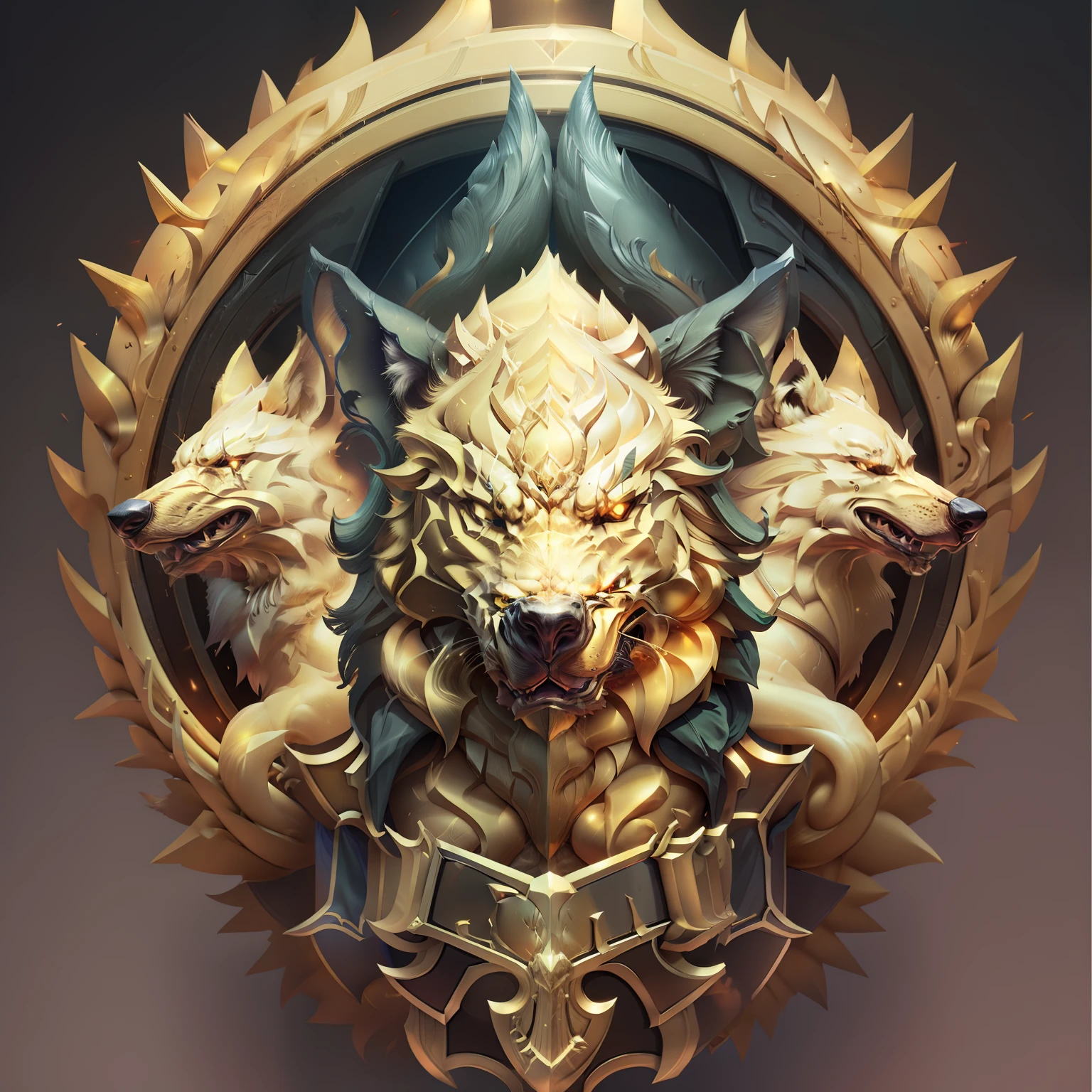 Simple coat of arms and golden wolf for security company, parte interna lisa