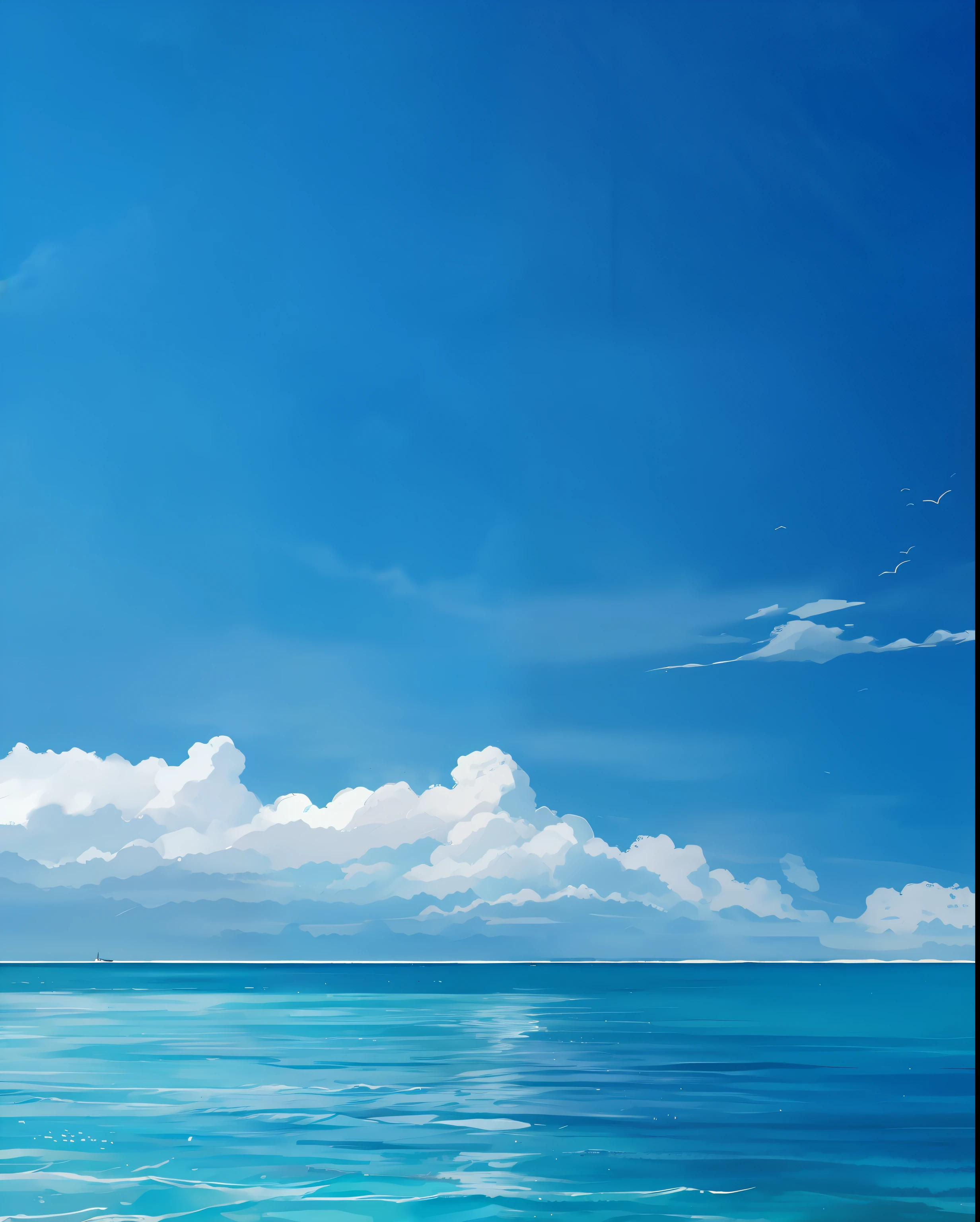 faceted, sky and ocean background, Clouds，2D Screen，
