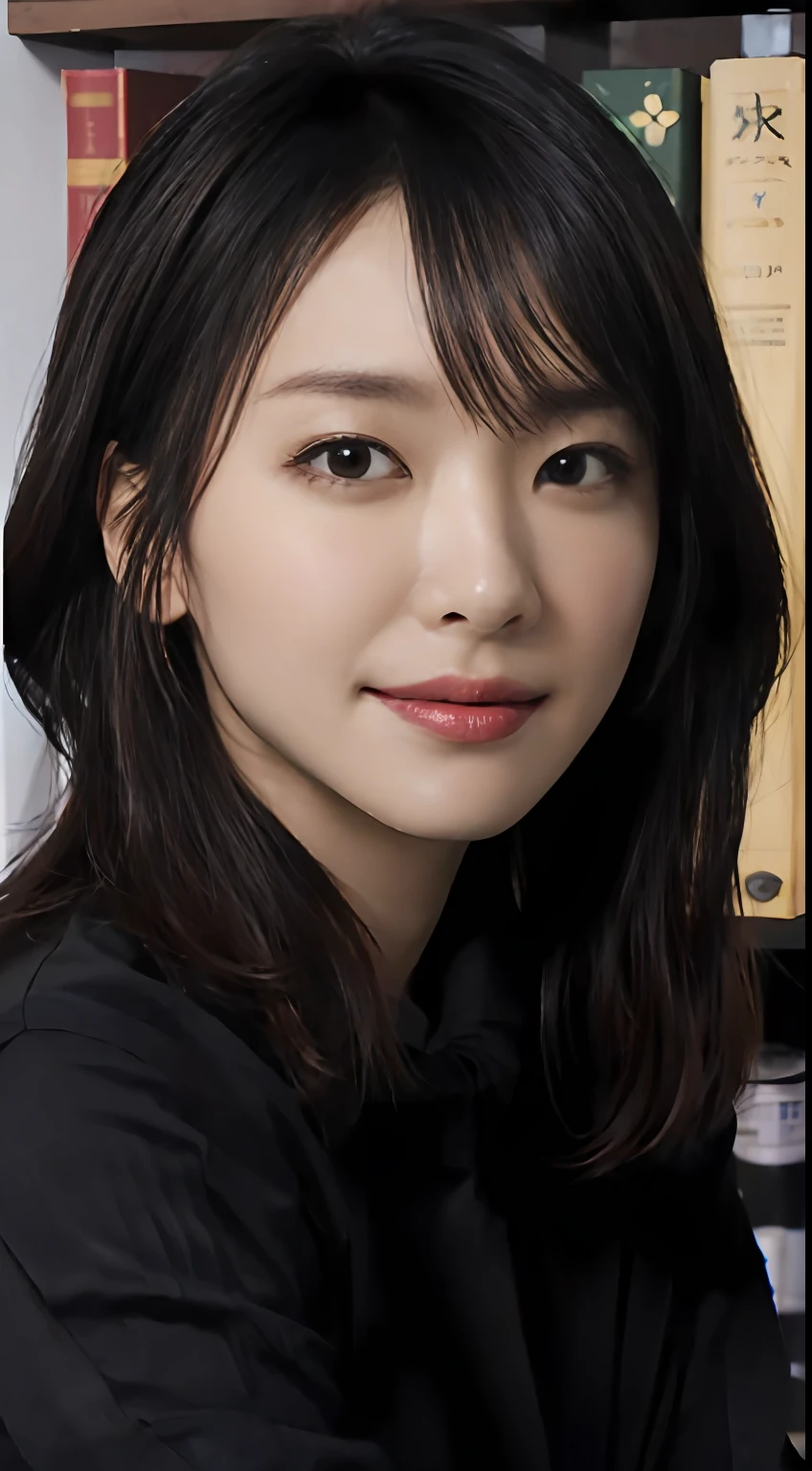 She is a professional in the financial industry,Wear sophisticated black professional attire,Sitting in an office in a high-rise building。From her deep eyes, you can see her intelligence and confidence,And the meticulous hairstyle shows her professionalism and competence。She has delicate facial features and elegant temperament,The slightly raised corners of his mouth reveal a bit of confidence and independence。