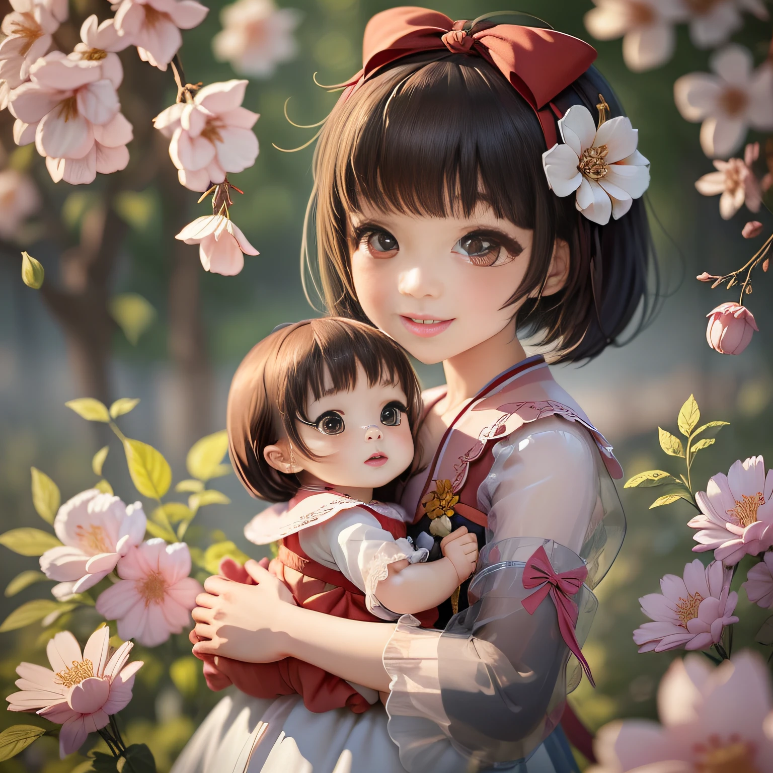 In this painting, We saw an incredibly cute and cute girl image from Vietnam. Babies have shoulder-length black hair, Creates a gentle and pure look. Her big round eyes shone with a lively and mischievous light, Reflects the curiosity and innocence of childhood. Her cute smile highlights her cuteness and charm.
The babyl is depicted in fine detail, From the lines on her face to her slender fingers. She wears a light and elegant dress, Represents the delicacy and purity of childhood.
Next to the baby is erry blossom, Symbolizes freshness and the bloom of life. This scene reflects the Vietnamese people's love and appreciation for the beauty of nature and their traditional values.
The painting is a lovely and vivid work of art, Evoke wonder and warmth in the hearts of the audience, And show the unique and cute beauty of baby girls fVietnam.