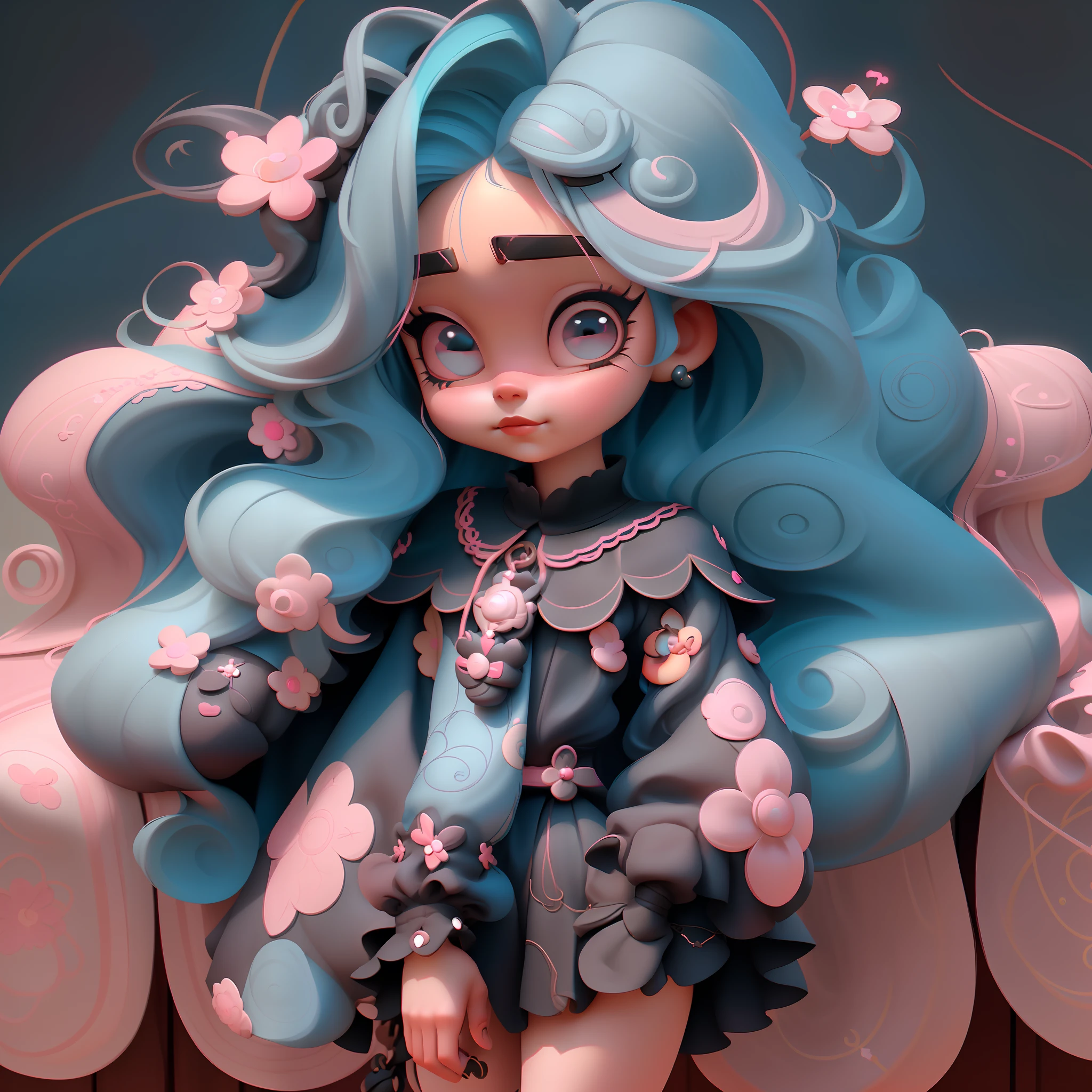 1menina, cabelo longo, sardas, olhos azuis, brincos, joias, solo, saia, olhando para o espectador, cabelo colorido, cabelo muito longo, ornamento de cabelo estrela, traje rosa, fundo simples, ((disney style))