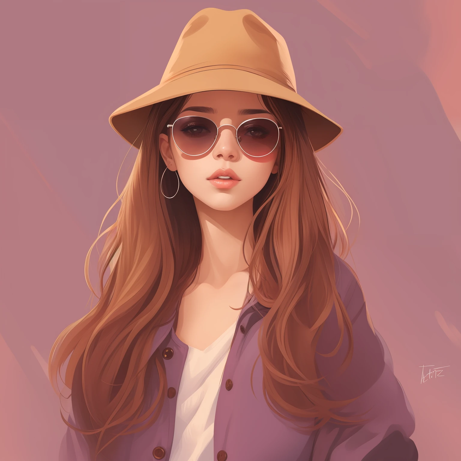 a close up of a woman wearing a hat and sunglasses, Arte no estilo de Guweiz, trending on artstration, Retrato Lofi, estilo pintura digital, in illustration style digital, retrato bonito, pintura realista da menina bonito, baixo detalhamento. pintura digital, fanart menina urbana, arte digital detalhada bonito, estilo de arte realista, 🤤 retrato da menina, 2d illustration