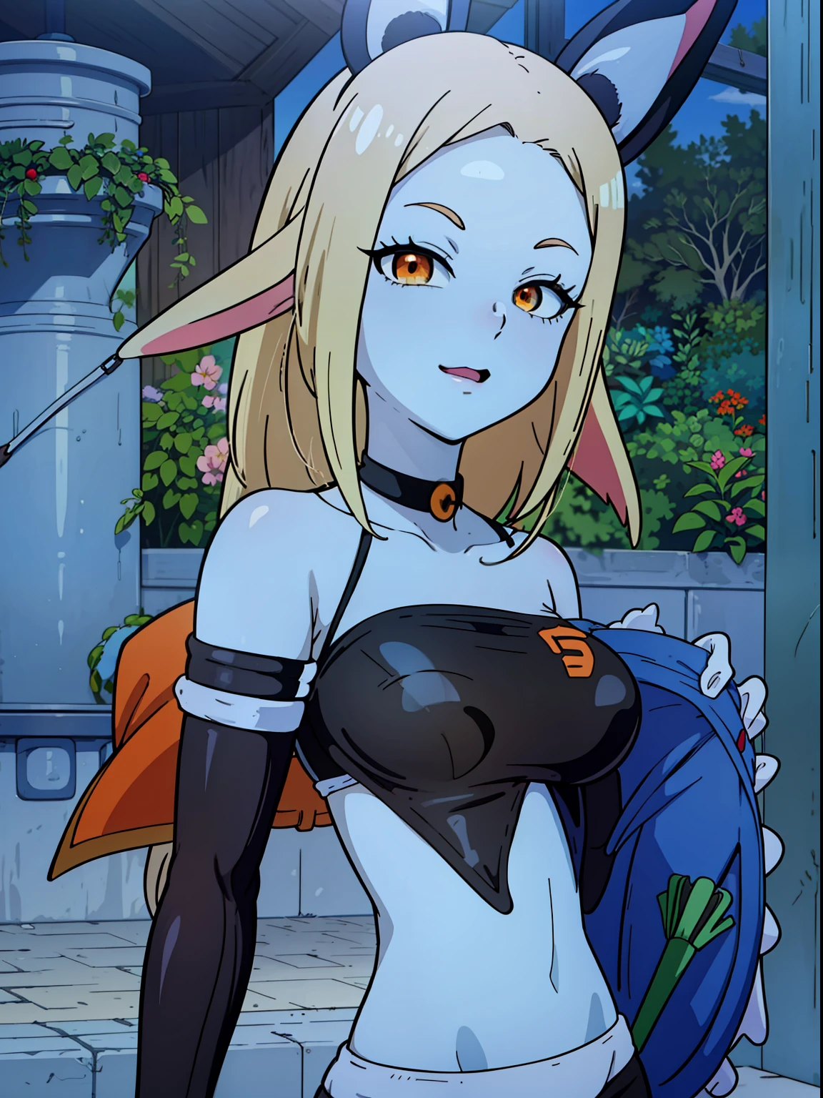 8K, High accuracy, Animated, married woman, Beautiful, a small face, Beautiful, Bright, Eye Highlights, Sexy, Erotic, beautiful line art.
light blue skin, Ears orange fin, Bunny Girl, Bunny suit,Female characters of Akira Toriyama