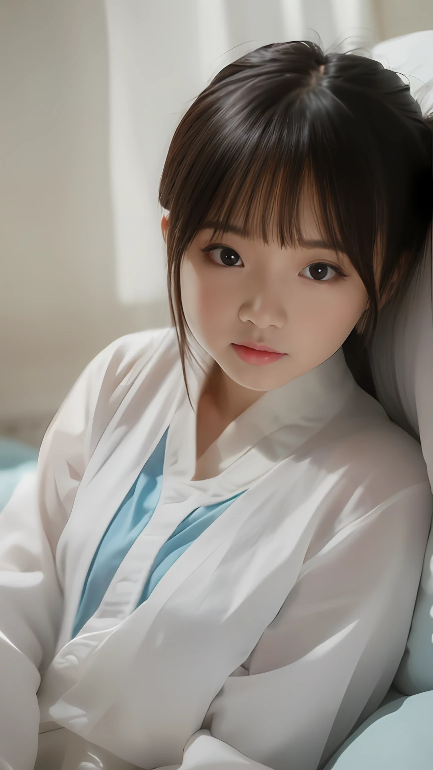 Newborn lying in bed,ChineseGirl,cute young girl,She has a cute expression,Cute little girl s,Babe,Wear a cute outfit,pretty face sharp chine,she has a cute face,largeeyes