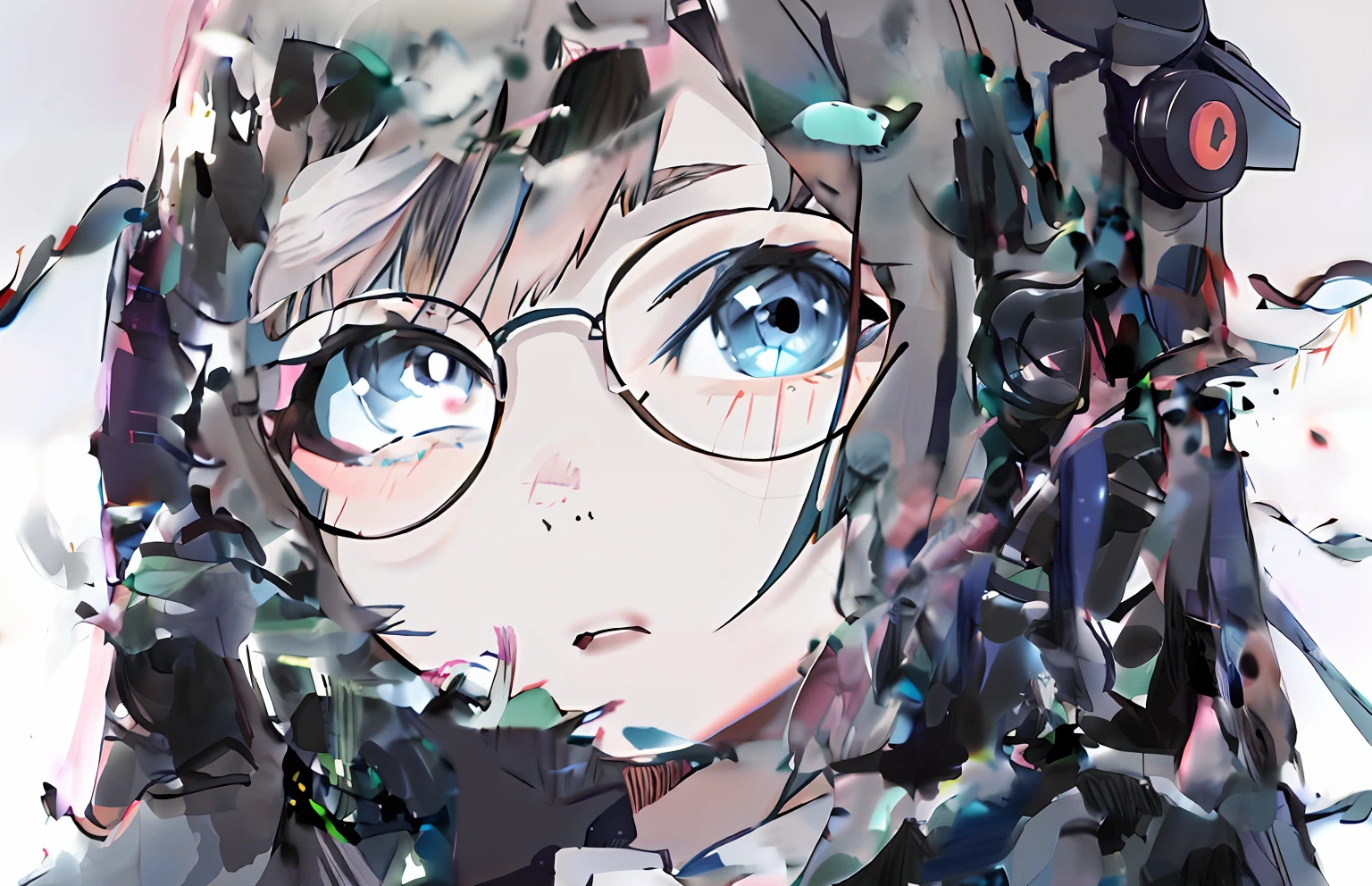 Anime girl wearing glasses，Camera in hand, anime moe art style, Guviz, Stunning anime face portrait, Digital anime art!!, Detailed digital anime art, Anime style portrait, Digital anime illustration, made with anime painter studio, Anime style. 8K, Guviz-style artwork, Anime style mixed with Fujifilm, Digital anime art