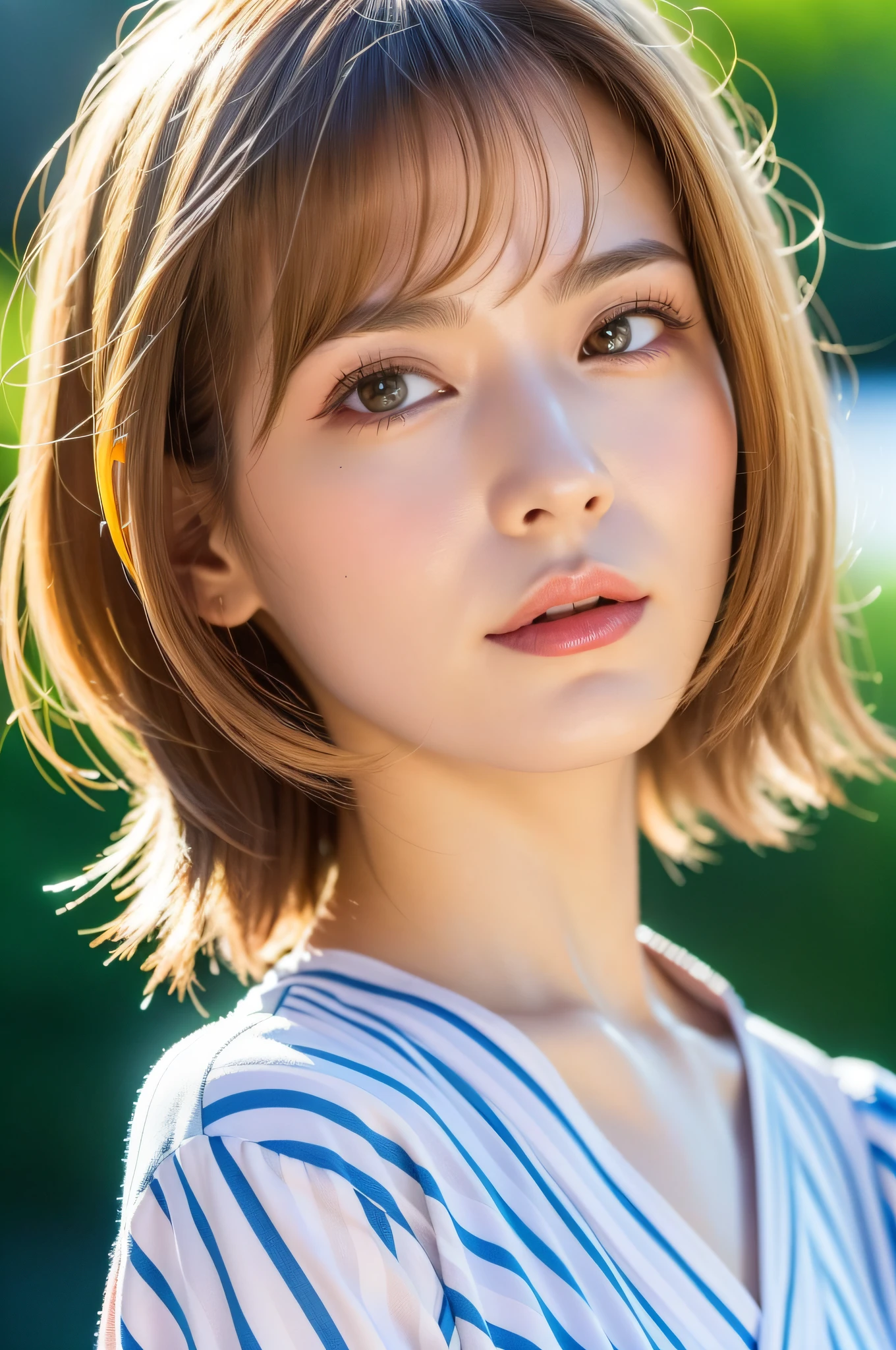 Close up photo of a girl、shorth hair、blonde hair、Wearing a yukata、Hot spring in the background、Natural hot springs
Highest Quality、realisitic、Photorealsitic、(intricate detailes:1.2)、(delicate detail)、(ciinematic light、best quality backlight)、Clear Line、foco nítido、Lifelike face、Detailed face
Unity 8K Wallpapers、超A high resolution、(Photorealsitic:1.4)、looking at the viewers、