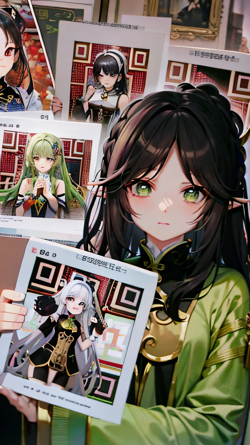 The Arafed woman held a piece of paper，There is a QR code on it, scanned, high quality scan, ulzzangs, kanliu666, wenfei ye, xision wu, yanjun cheng, Weibo, bbwchan, Li Zixin, Yun Ling, zmonzheng, High-resolution scanning