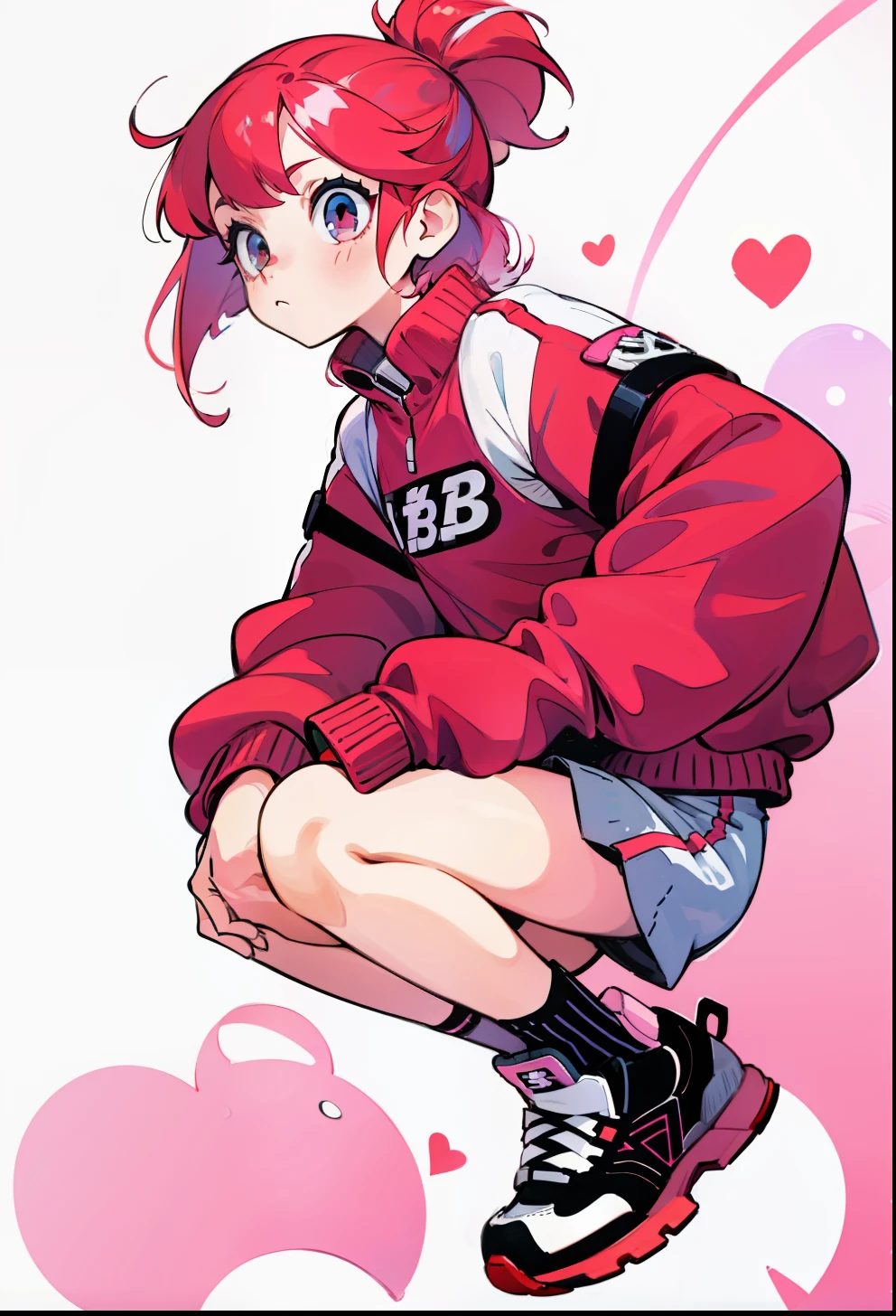 Pastel red hair, 1Girl, New Balance Apparel,