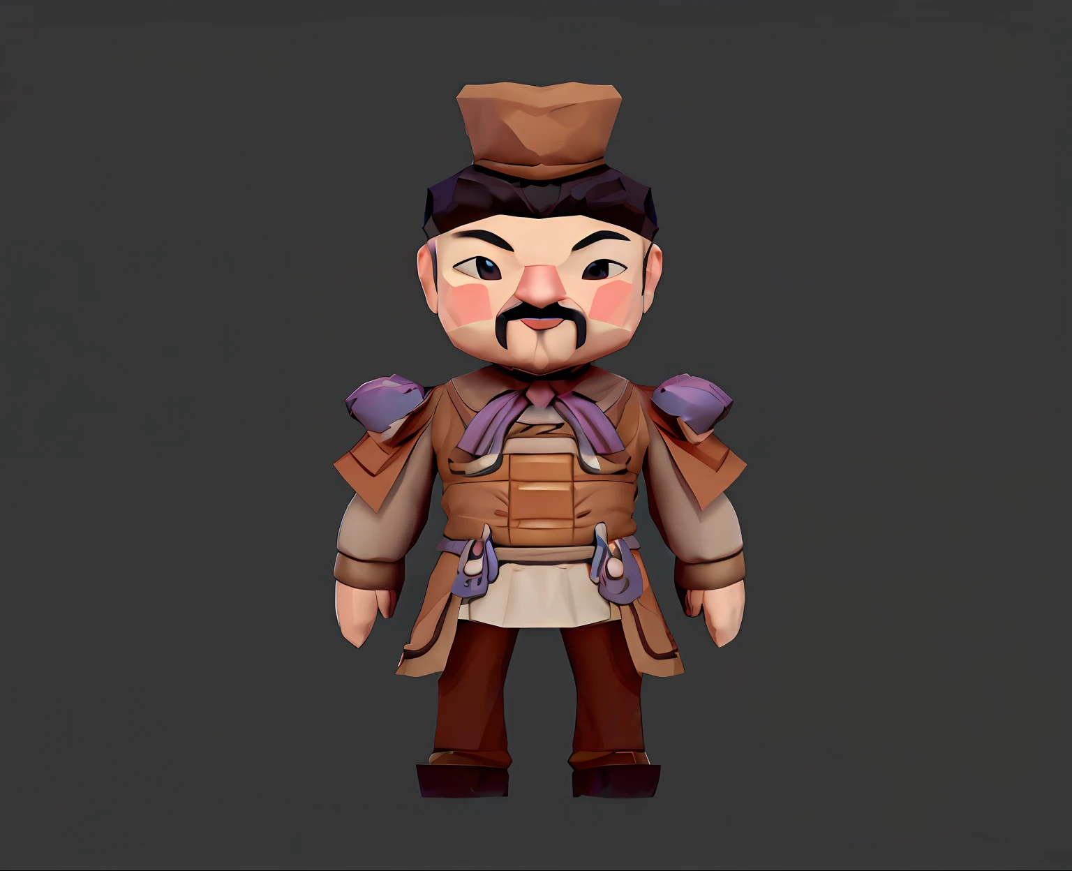 Close-up of cartoon characters in hats and mustaches, highly detailed character, low poly character, Game character, stylized character, 3 d render stylized, low - poly 3 d model, inspired by Dong Yuan, Stylized 3 D, hyper-detailed fantasy character, stylized as a 3d render, rpg character avatar, Chinese Warrior, low poly model