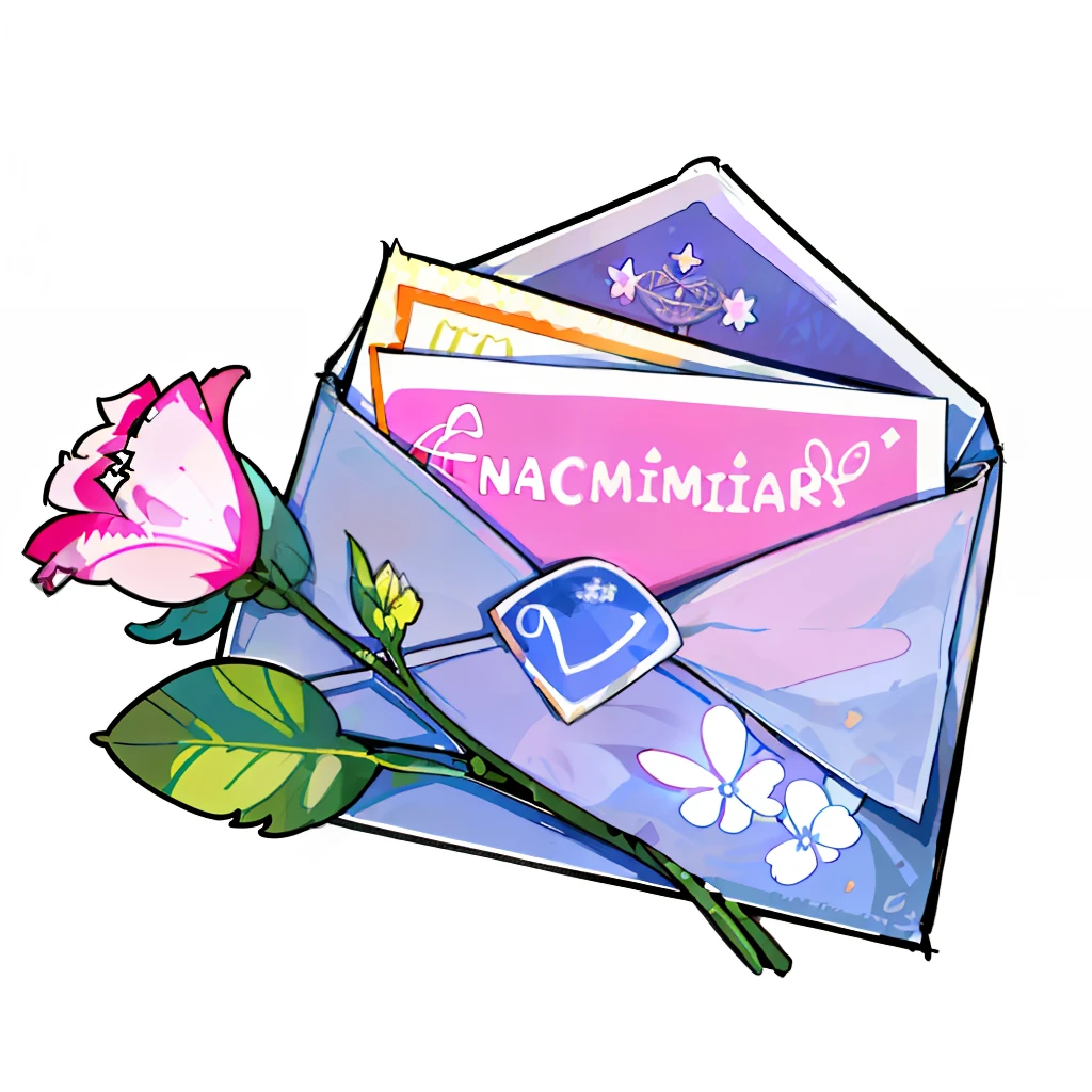 A close-up of a flower and an envelope, telegraph stickers, messages, 🎀 🧟 🍓 🧚, magical notes, telegraph stickers design, letters, My favorite friend, author：McCadesin is insane, Writing a letter, greg ], email, with some hand written letters, message, 1 as february), 😭 🤧 💔, postage, author：Eva Frank